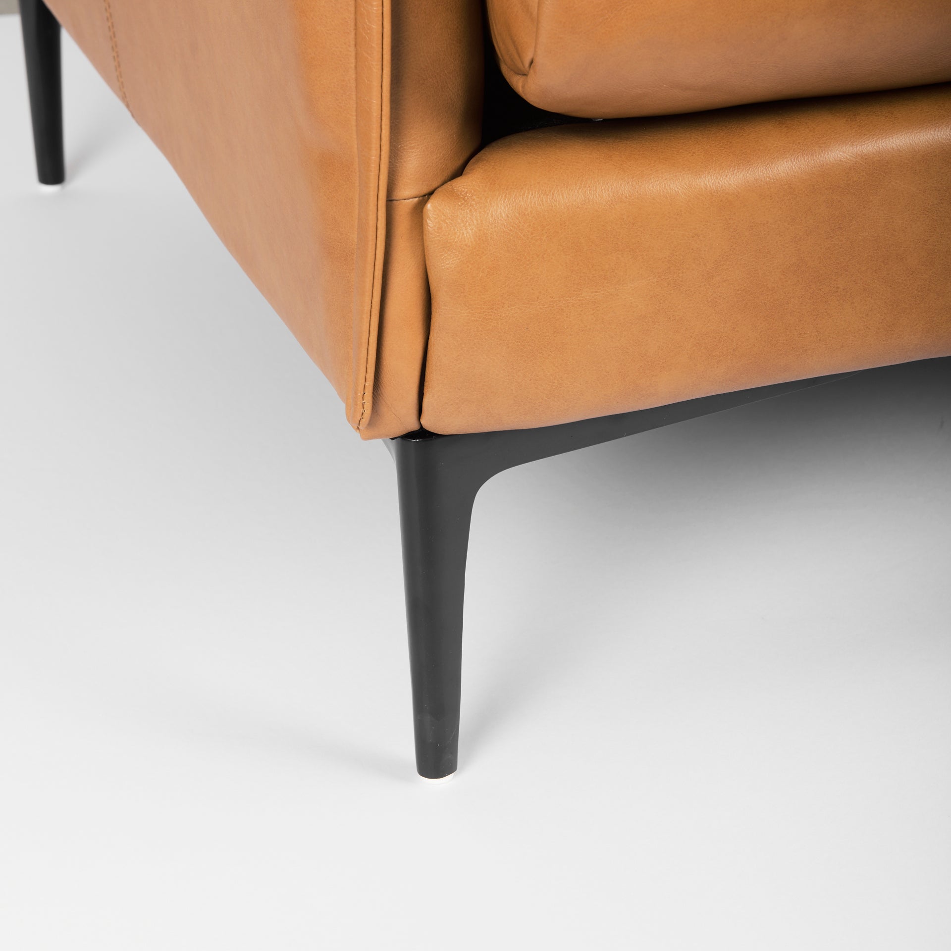 Lake Como 85.8L x 36.6W x 32.3H Tan Leather Three Seater Sofa - Central Designs