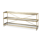 Trey 72.0L x 16.0W x 30.0H Gold Metal W/Glass Console Table - Central Designs