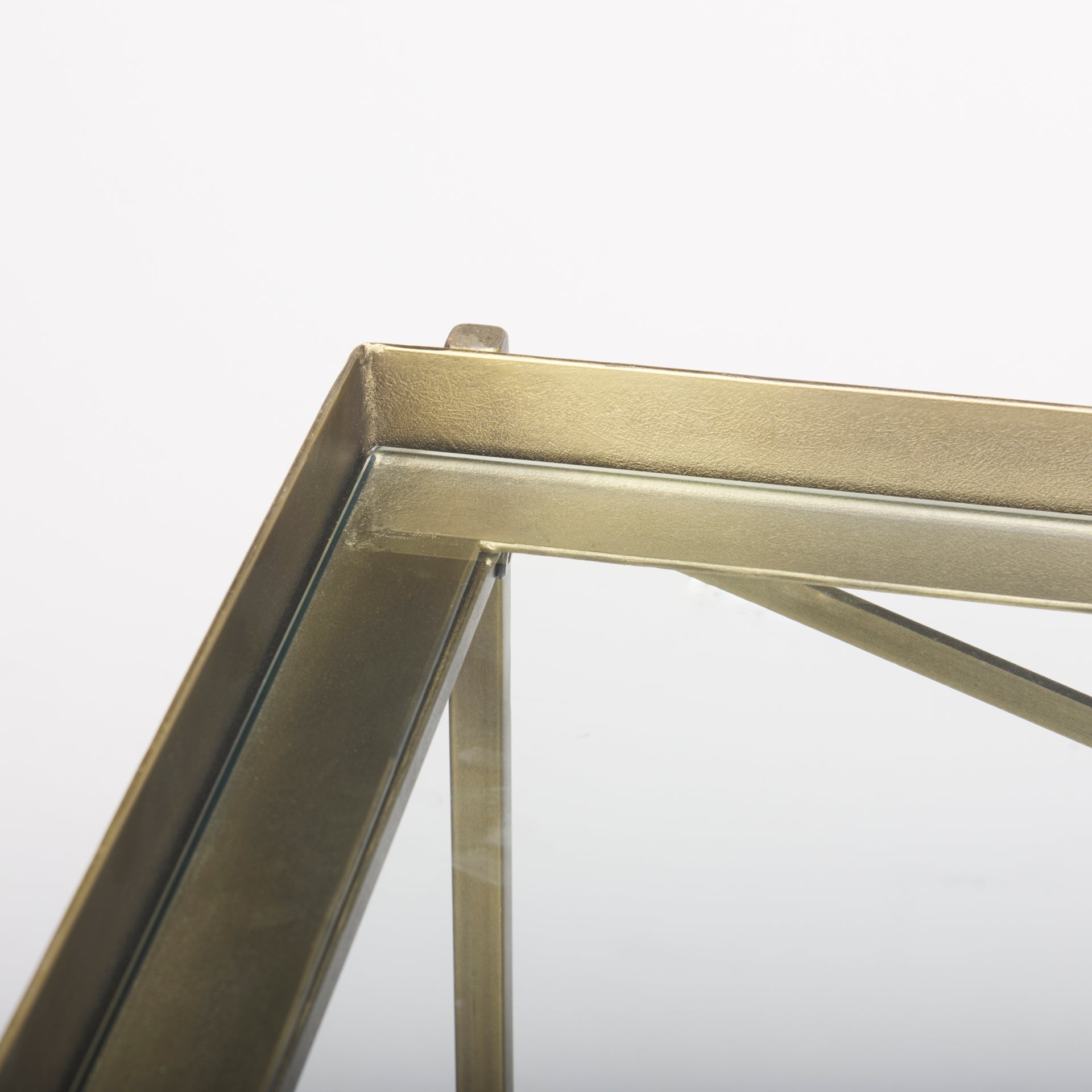 Trey 72.0L x 16.0W x 30.0H Gold Metal W/Glass Console Table - Central Designs