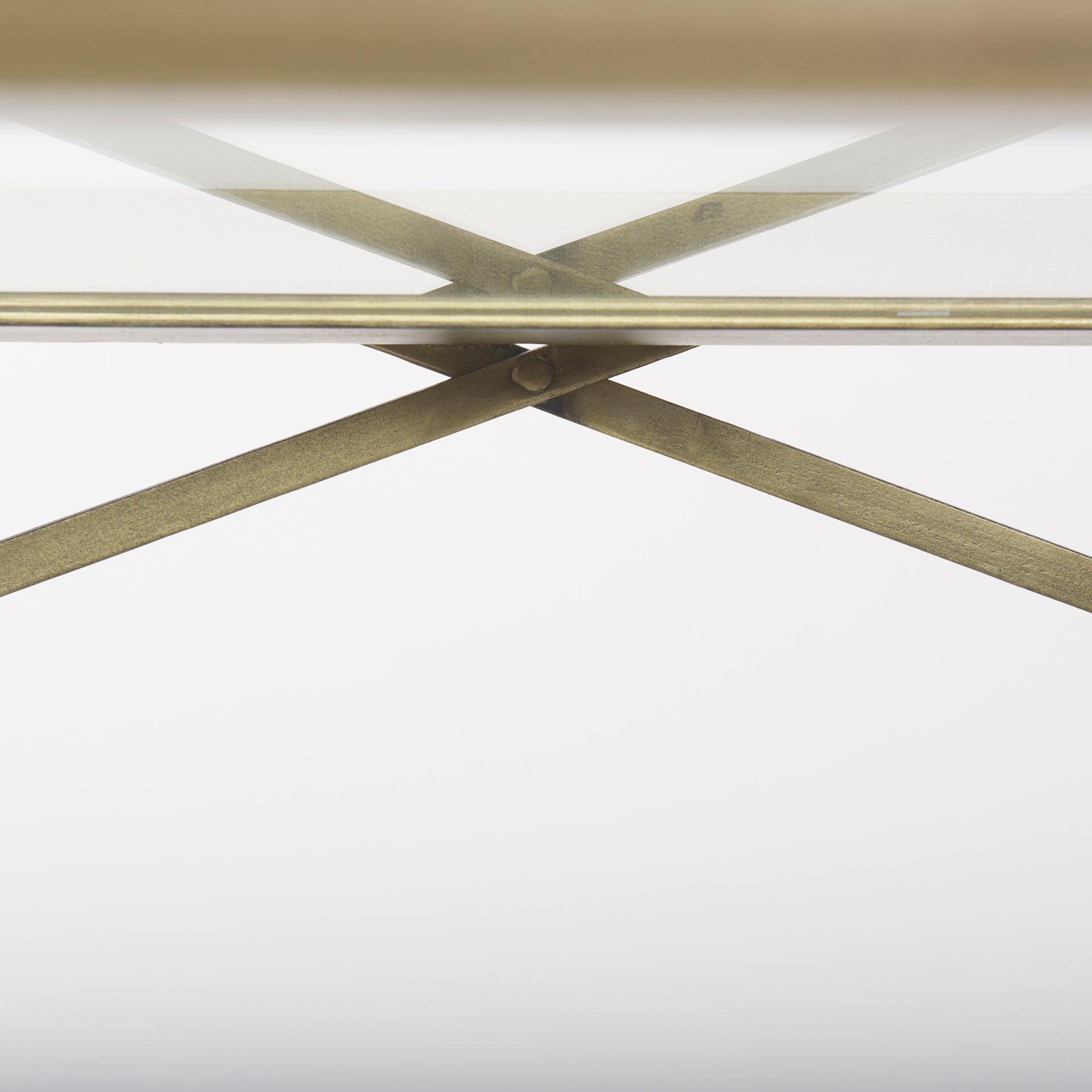 Trey 72.0L x 16.0W x 30.0H Gold Metal W/Glass Console Table - Central Designs