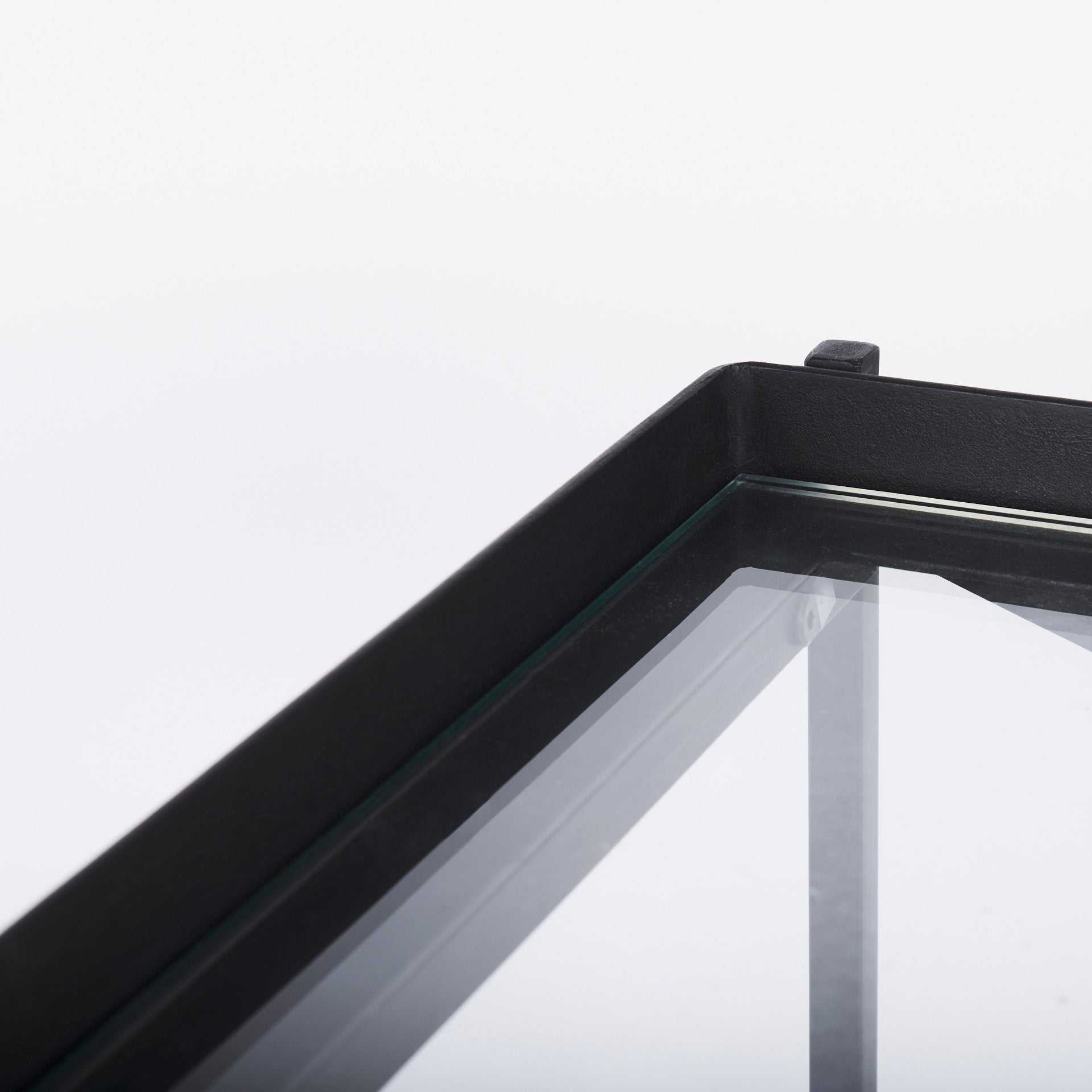 Trey 72.0"L x 16.0"W x 30.0"H Black Metal W/Glass Console Table - Central Designs