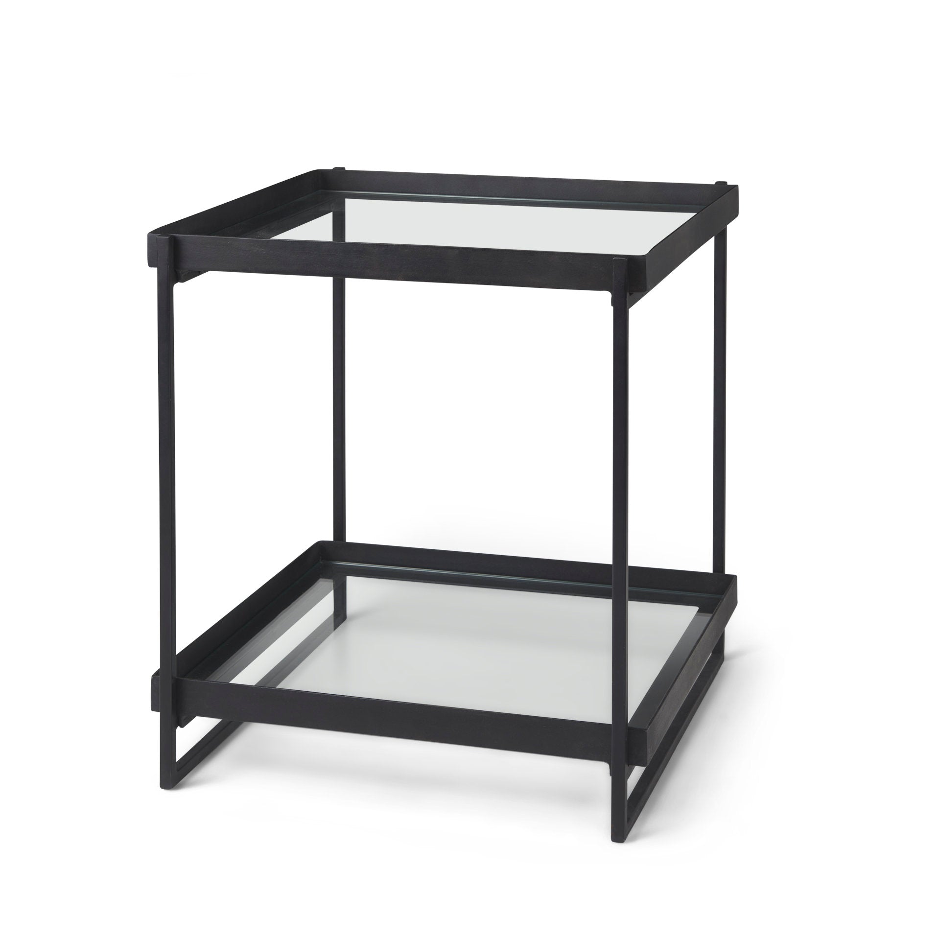 Trey Black Metal W/Glass Accent Table - Central Designs