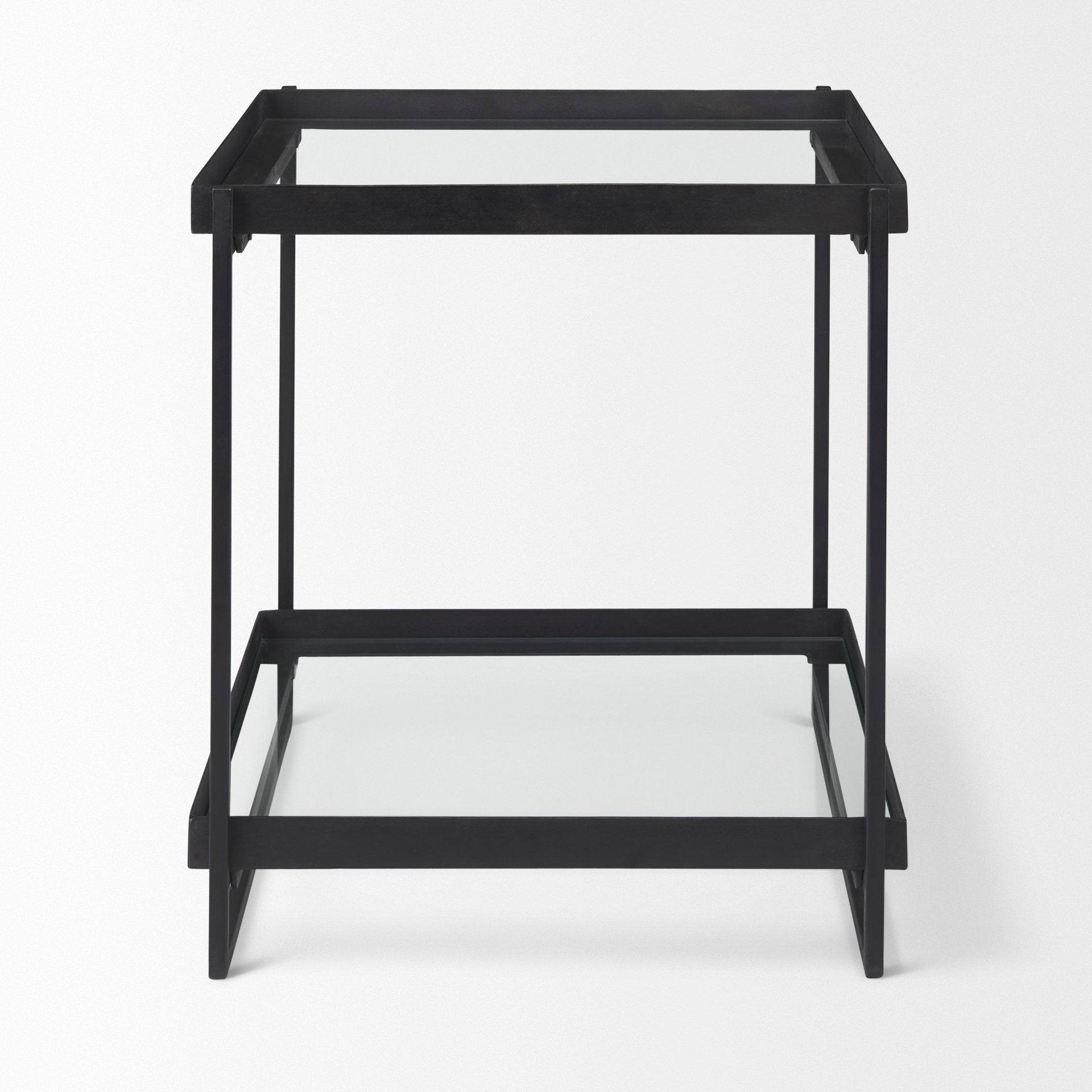 Trey Black Metal W/Glass Accent Table - Central Designs