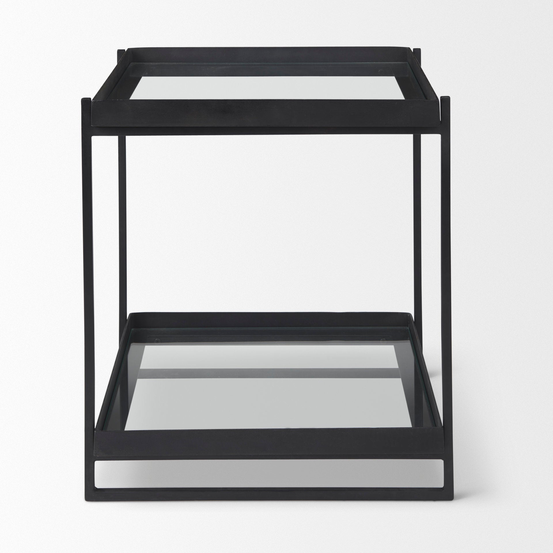 Trey Black Metal W/Glass Accent Table - Central Designs