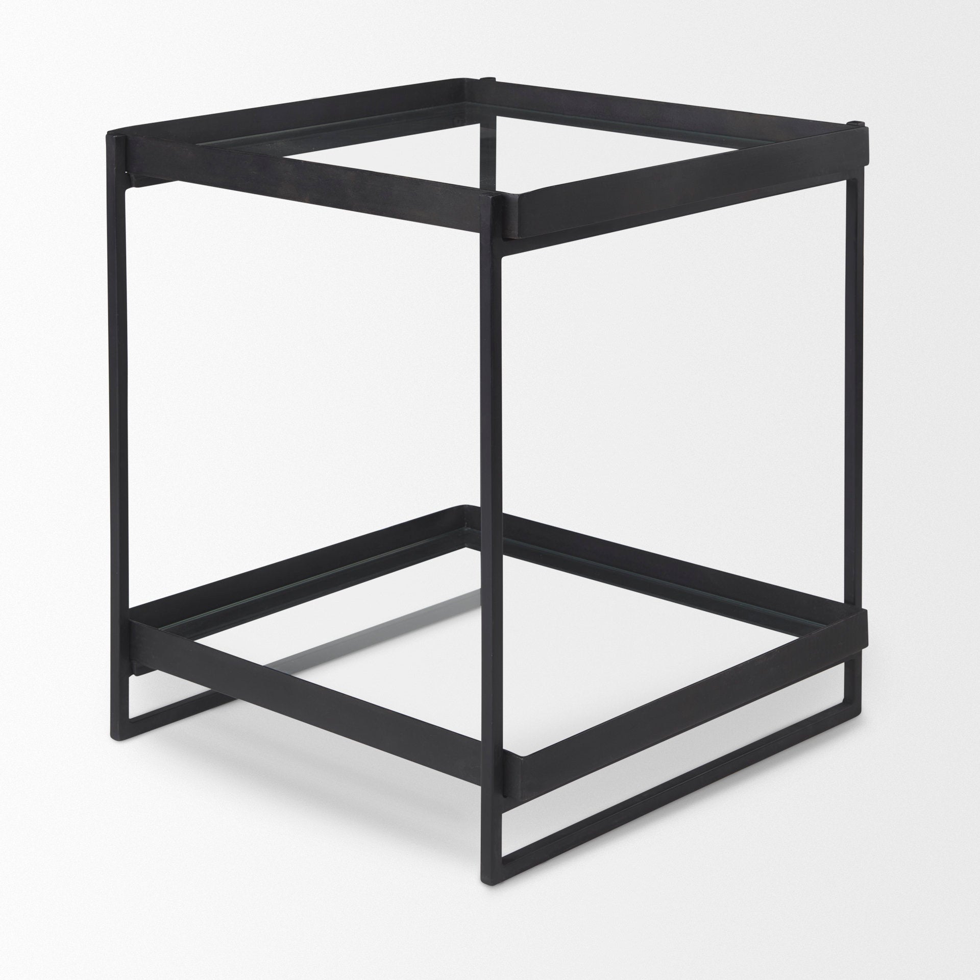 Trey Black Metal W/Glass Accent Table - Central Designs
