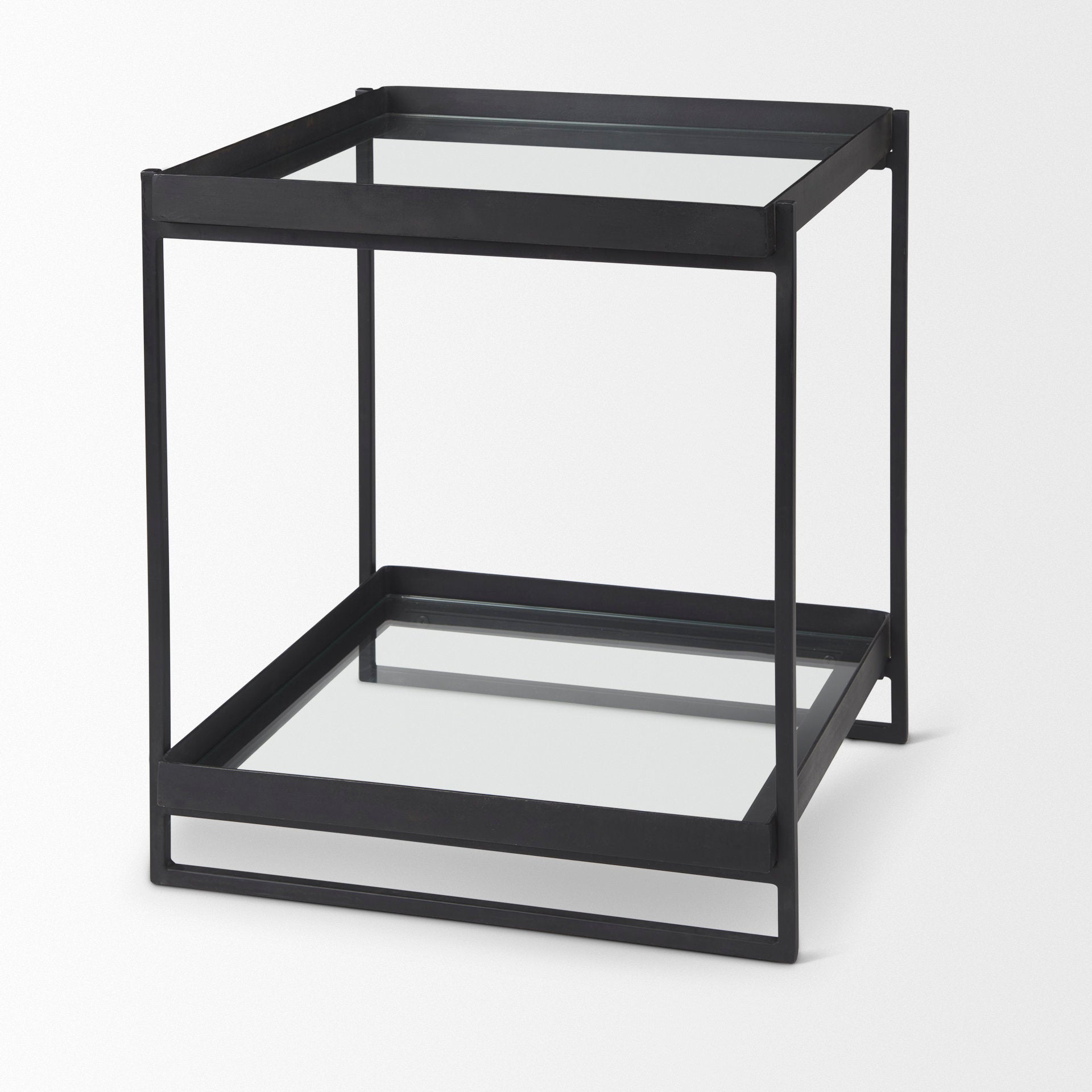 Trey Black Metal W/Glass Accent Table - Central Designs