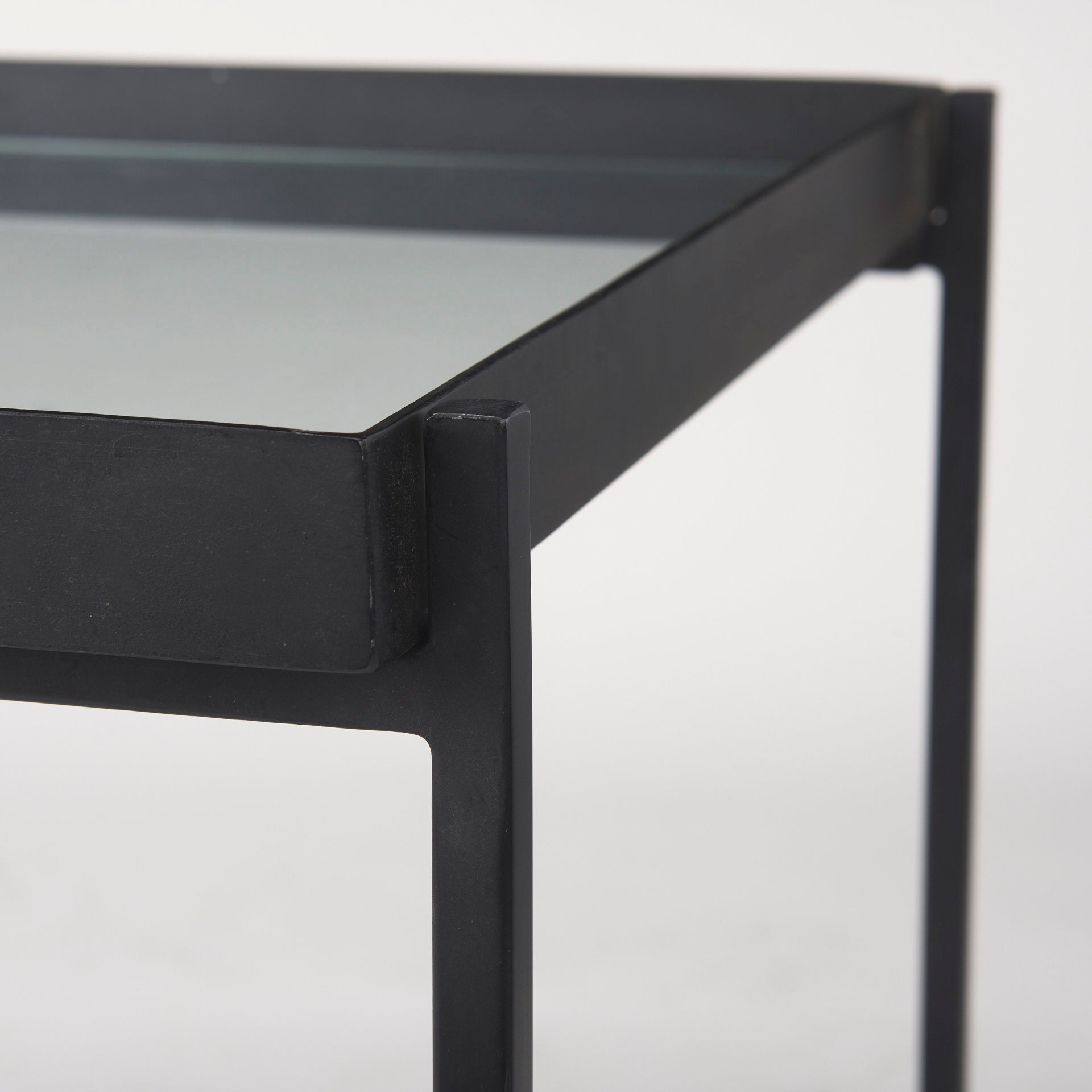 Trey Black Metal W/Glass Accent Table - Central Designs