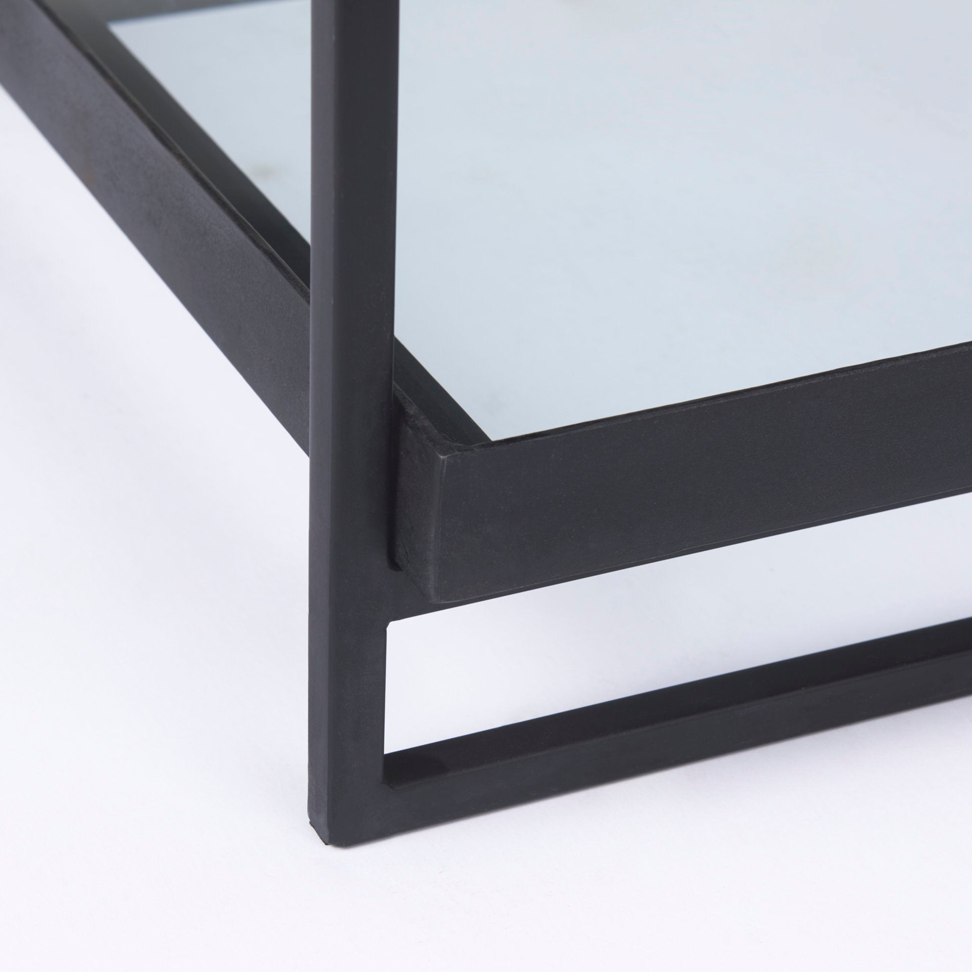 Trey Black Metal W/Glass Accent Table - Central Designs