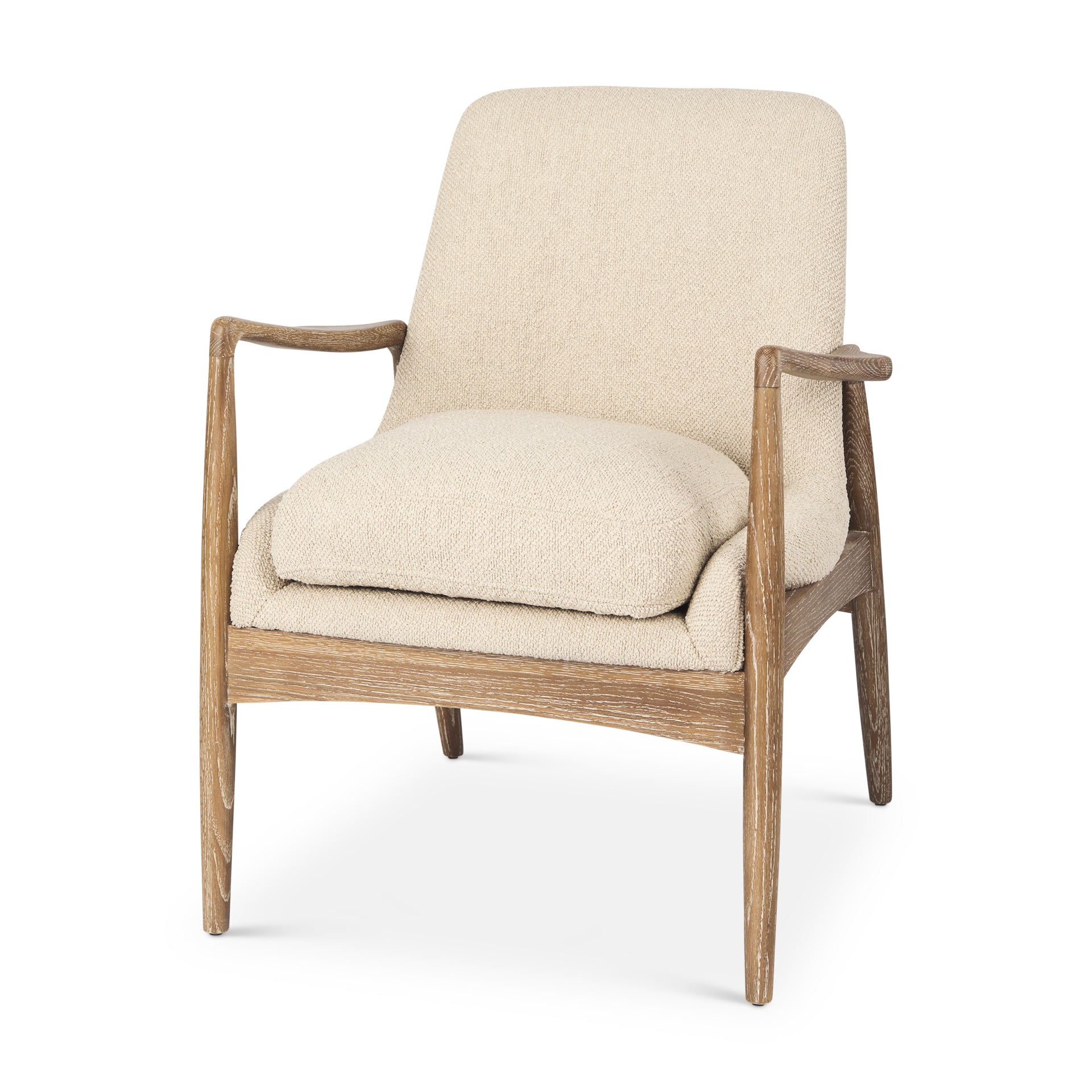 Westan Cream Boucle Fabric W/Light Brown Wood Accent Chair - Central Designs