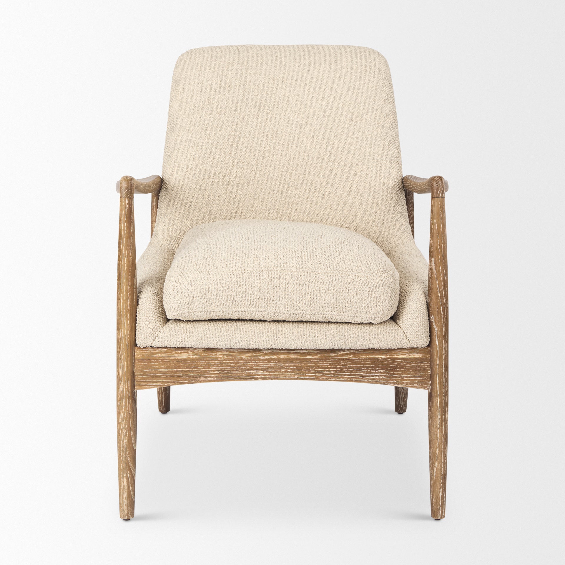 Westan Cream Boucle Fabric W/Light Brown Wood Accent Chair - Central Designs