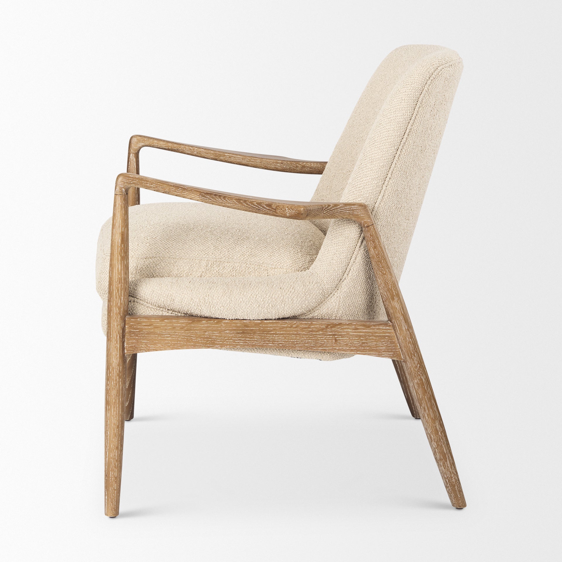 Westan Cream Boucle Fabric W/Light Brown Wood Accent Chair - Central Designs