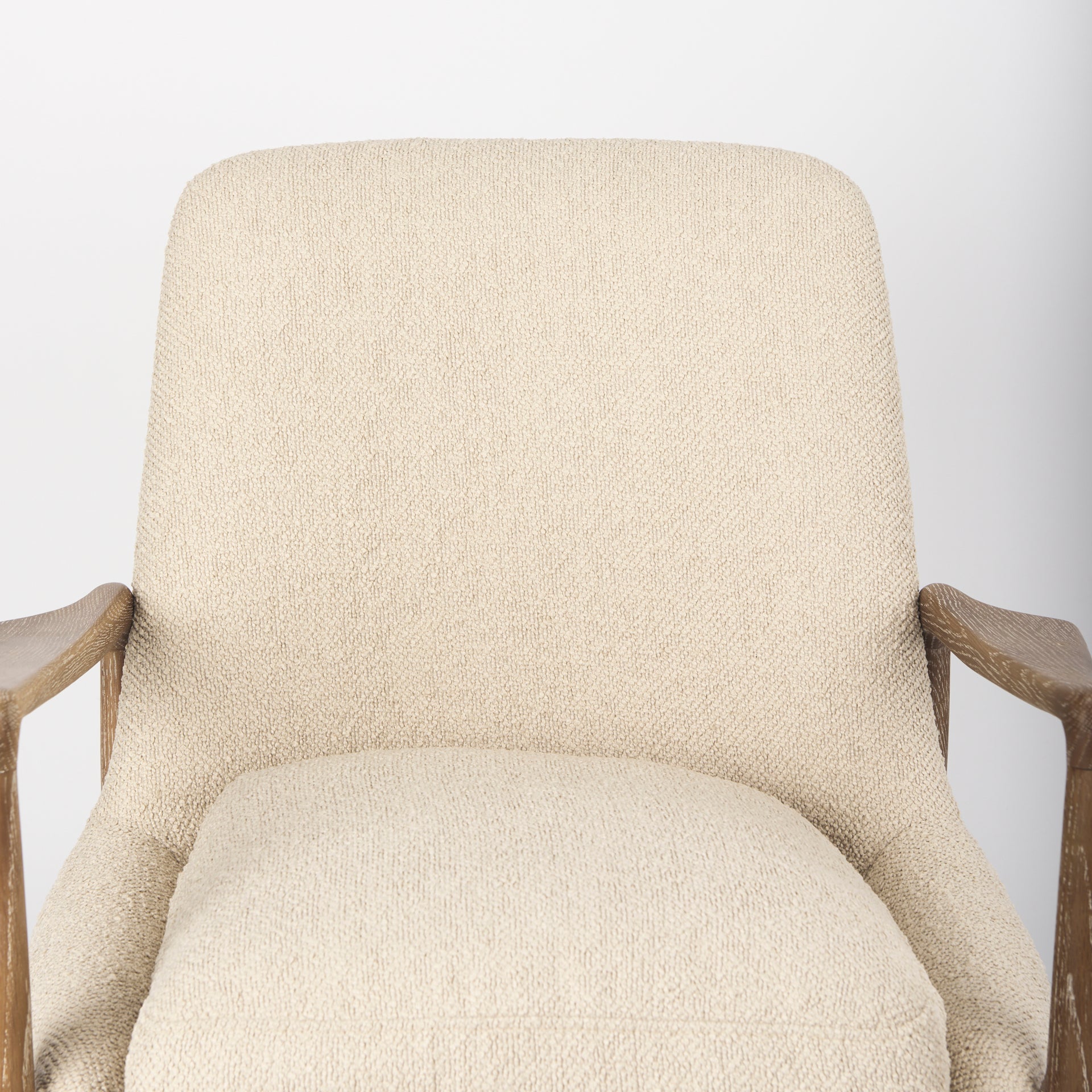 Westan Cream Boucle Fabric W/Light Brown Wood Accent Chair - Central Designs