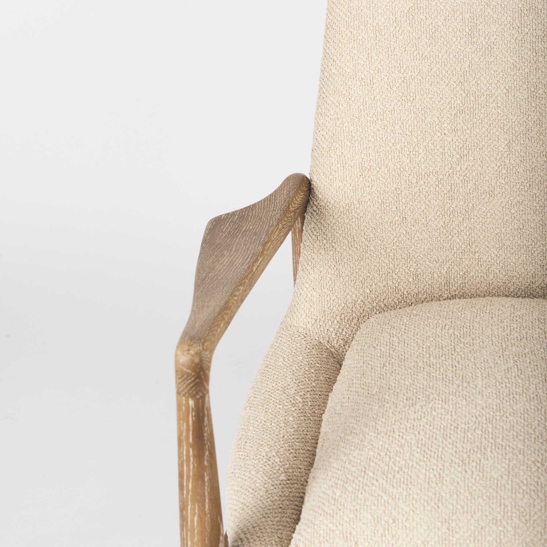 Westan Cream Boucle Fabric W/Light Brown Wood Accent Chair - Central Designs