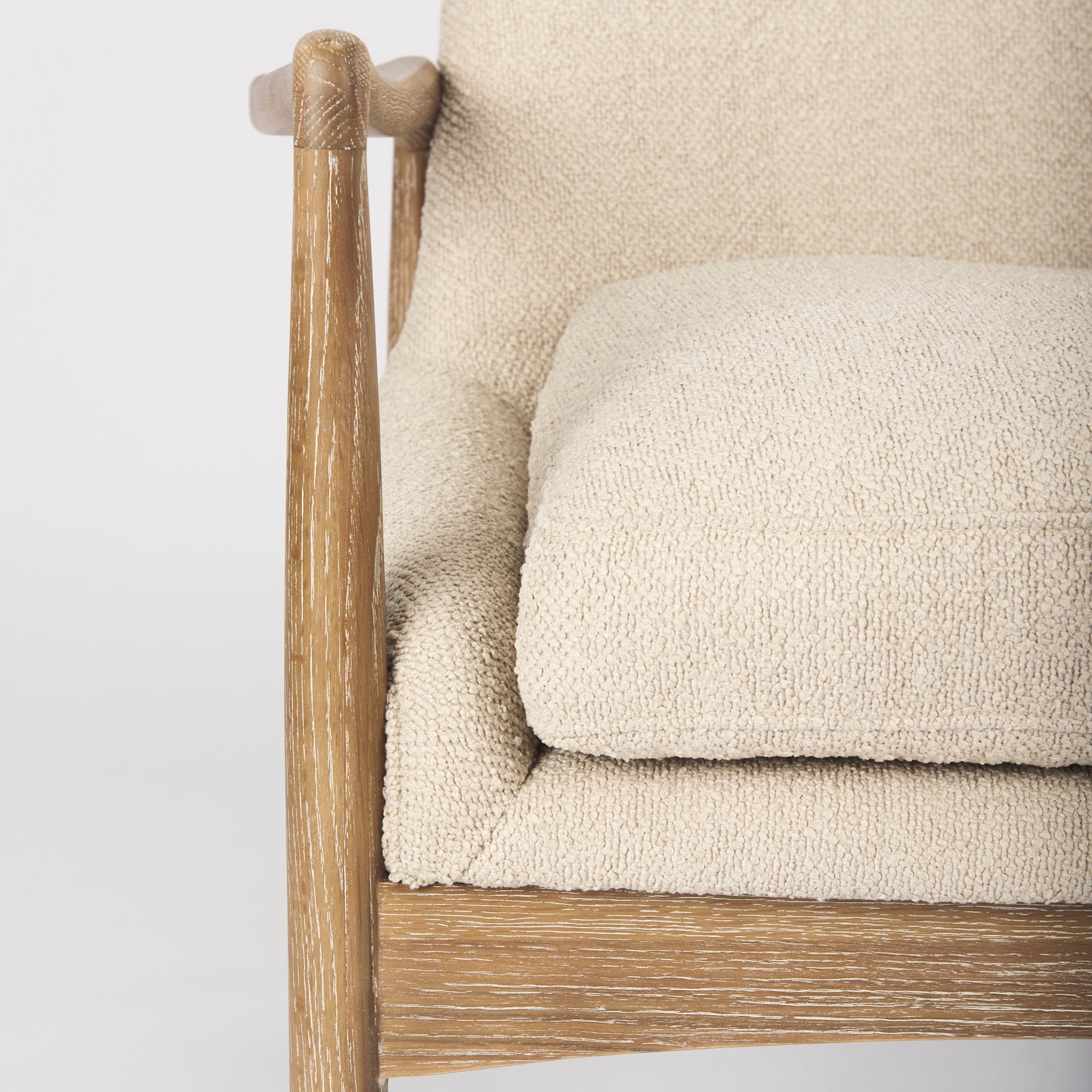 Westan Cream Boucle Fabric W/Light Brown Wood Accent Chair - Central Designs