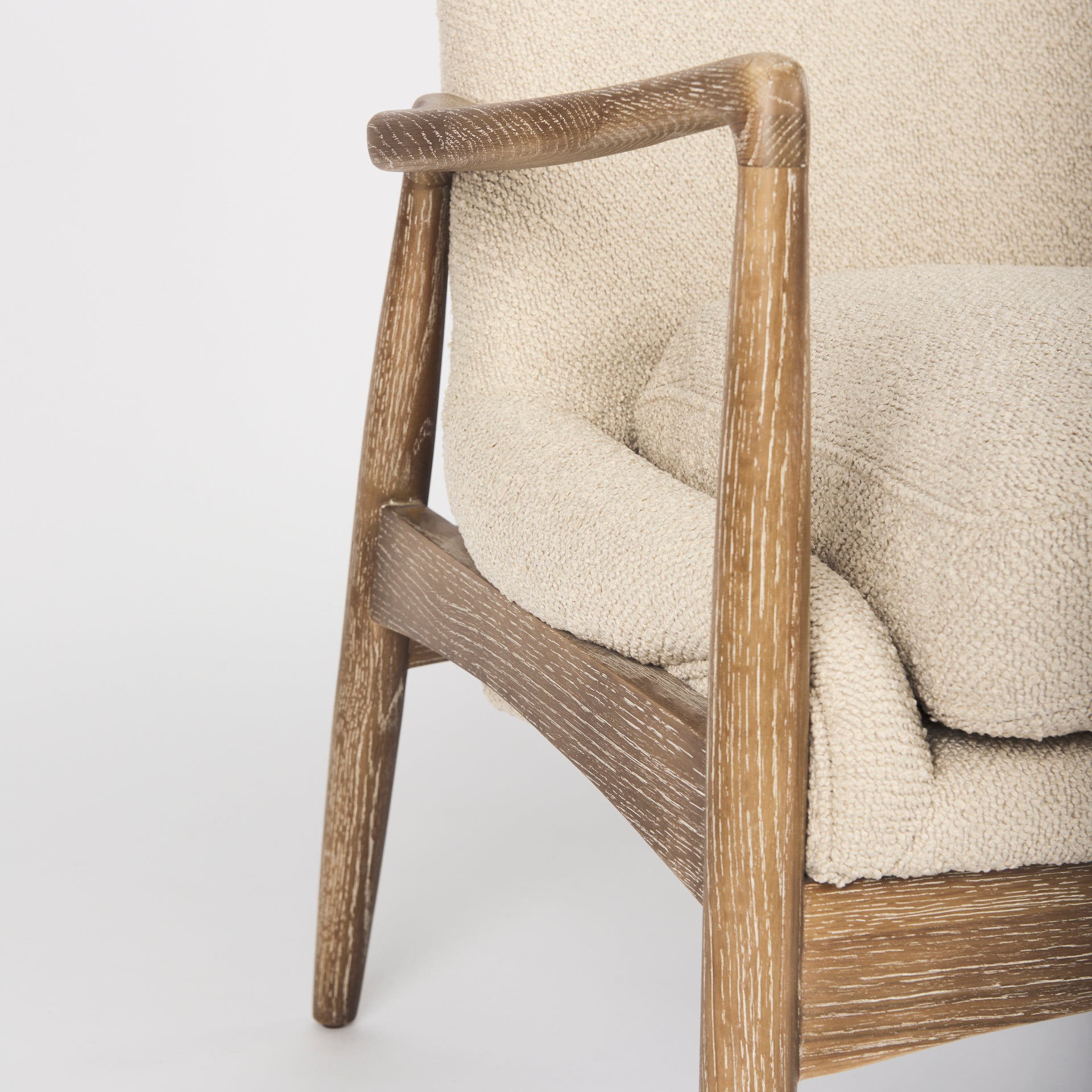 Westan Cream Boucle Fabric W/Light Brown Wood Accent Chair - Central Designs