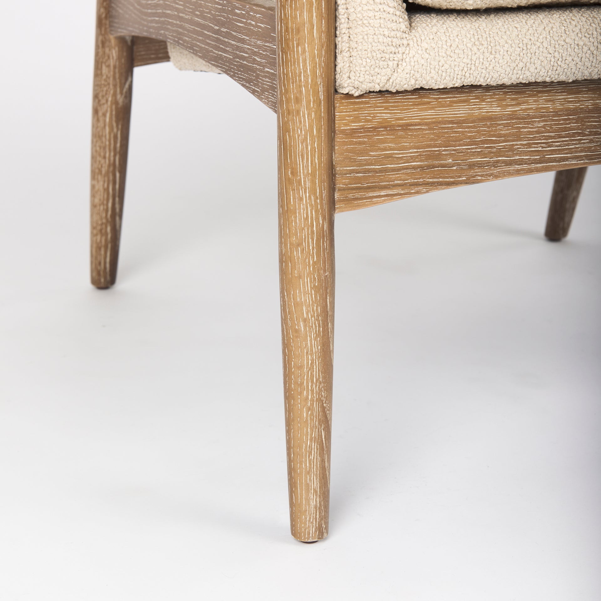 Westan Cream Boucle Fabric W/Light Brown Wood Accent Chair - Central Designs