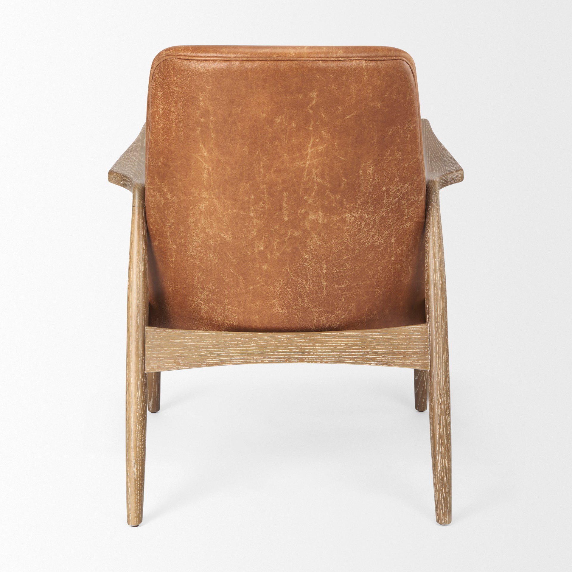 Westan Cognac Faux Leather W/Medium Brown Wood Accent Chair - Central Designs