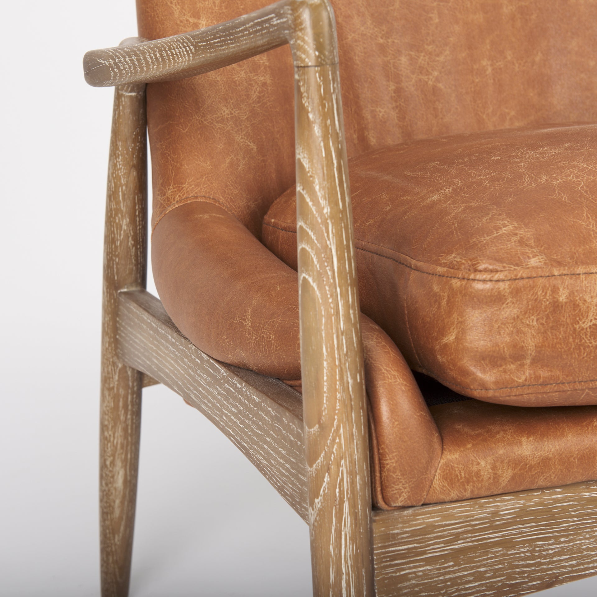 Westan Cognac Faux Leather W/Medium Brown Wood Accent Chair - Central Designs