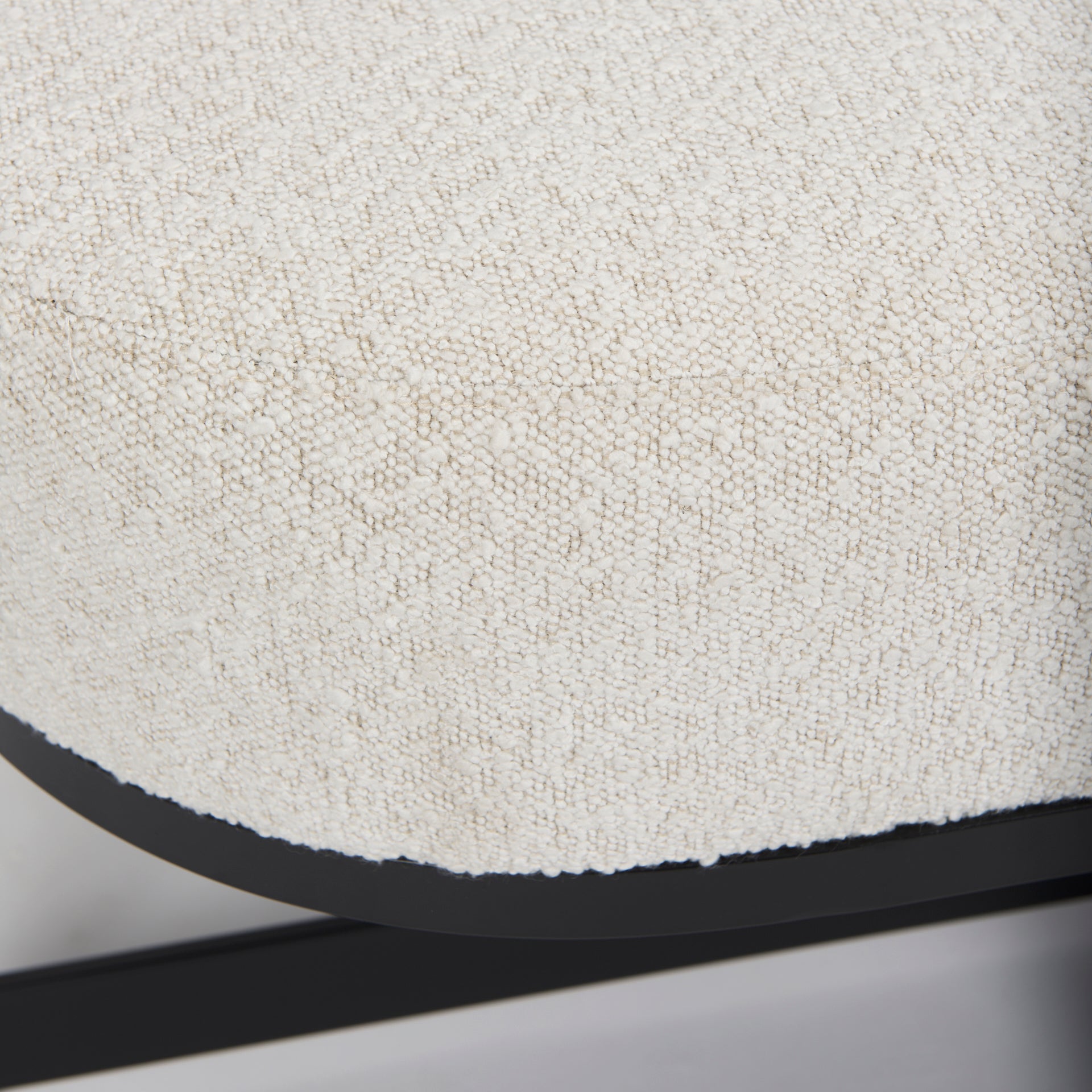 Amelia 55.0L x 18.0W x 18.0H Cream Boucle W/Black Metal Upholstered Bench - Central Designs