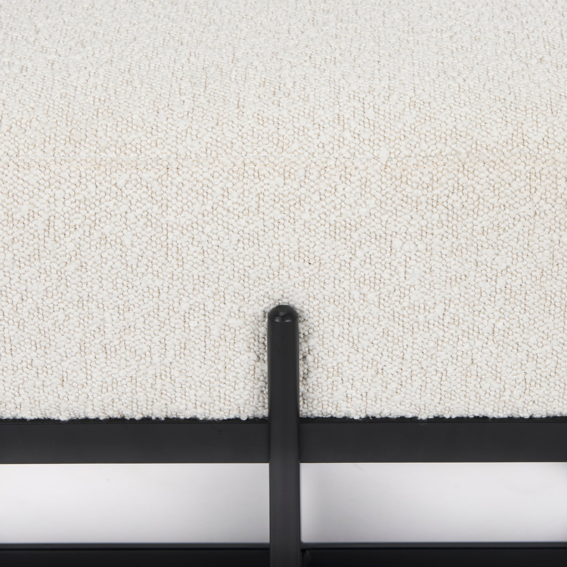 Amelia 55.0L x 18.0W x 18.0H Cream Boucle W/Black Metal Upholstered Bench - Central Designs