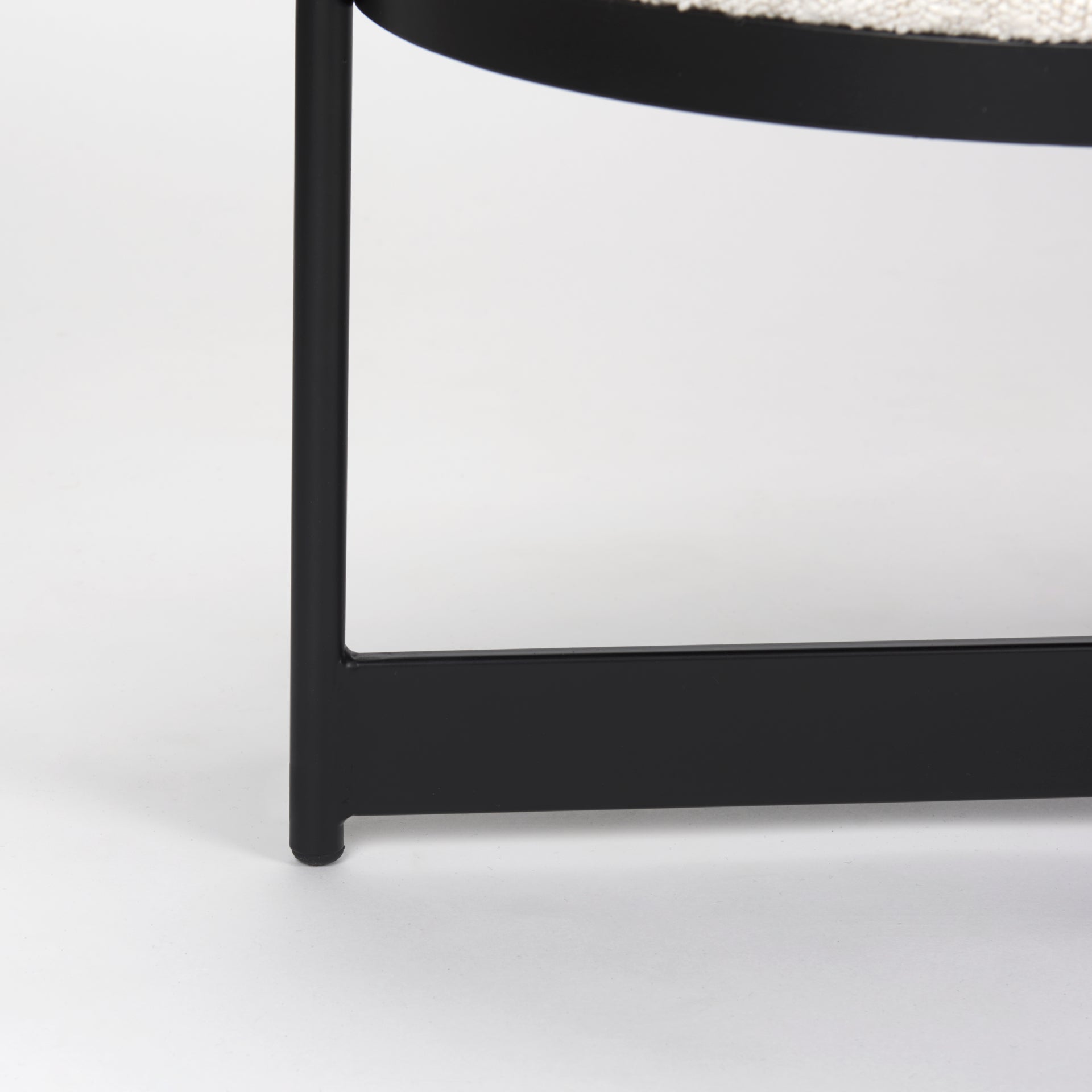 Amelia 55.0L x 18.0W x 18.0H Cream Boucle W/Black Metal Upholstered Bench - Central Designs