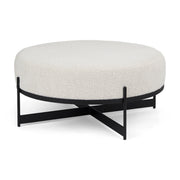 Amelia 35.8L x 35.8W x 15.0H Cream Boucle W/Black Metal Upholstered Ottoman - Central Designs