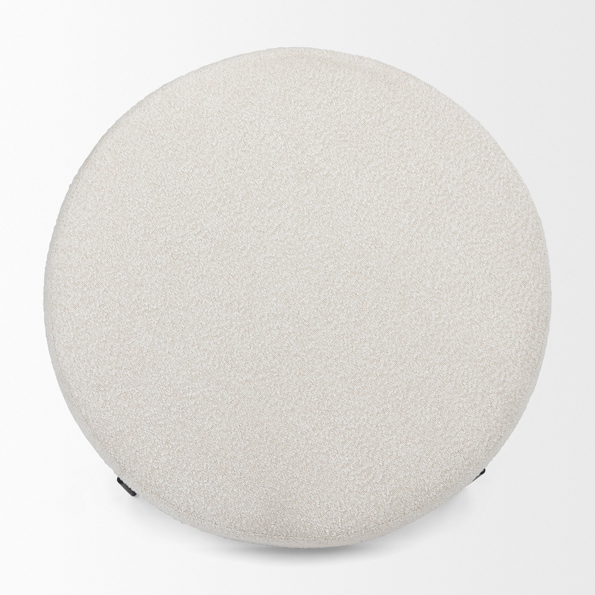 Amelia 35.8L x 35.8W x 15.0H Cream Boucle W/Black Metal Upholstered Ottoman - Central Designs