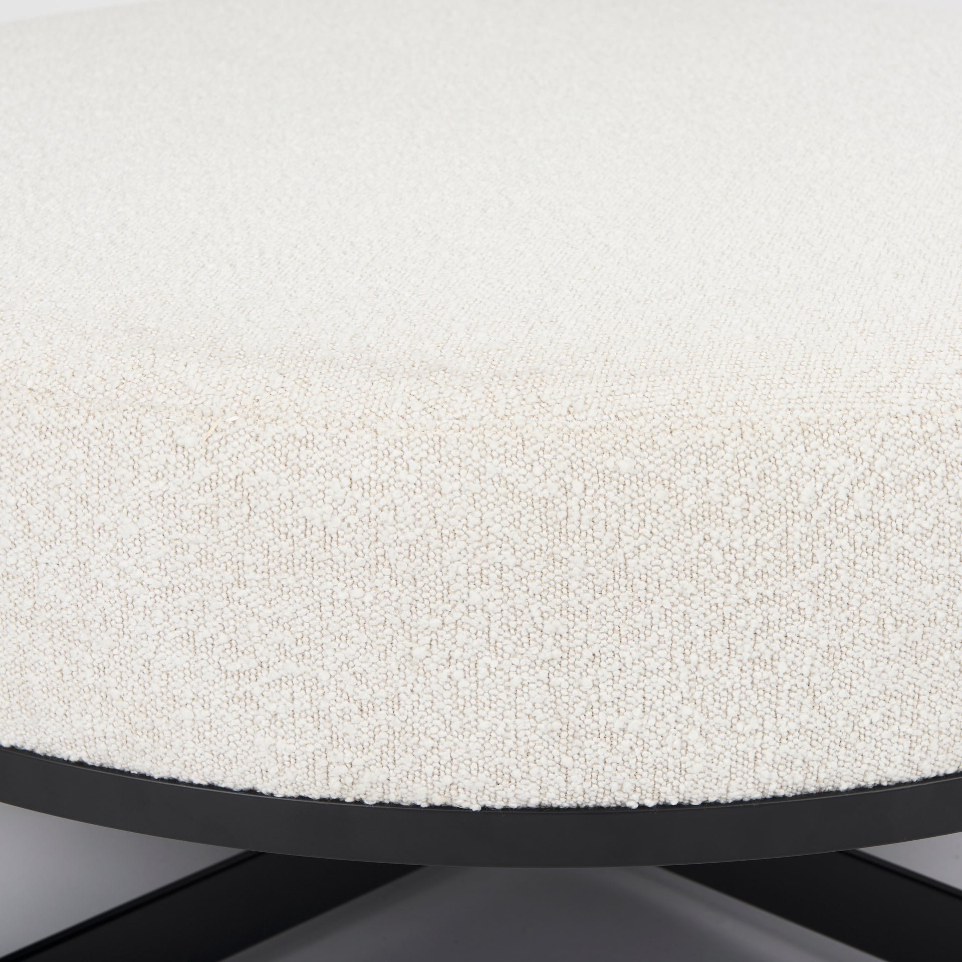 Amelia 35.8L x 35.8W x 15.0H Cream Boucle W/Black Metal Upholstered Ottoman - Central Designs