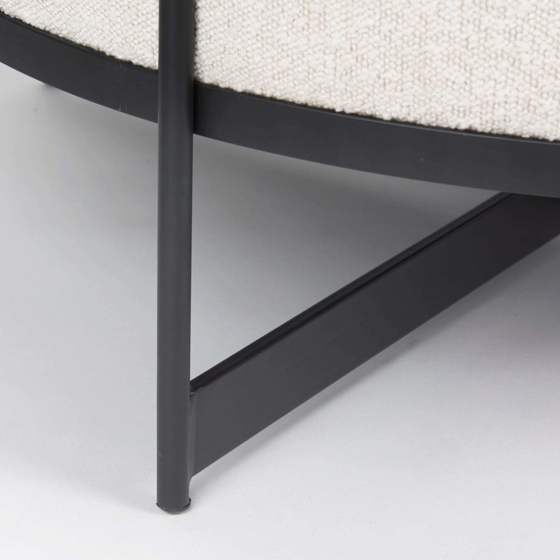 Amelia 35.8L x 35.8W x 15.0H Cream Boucle W/Black Metal Upholstered Ottoman - Central Designs