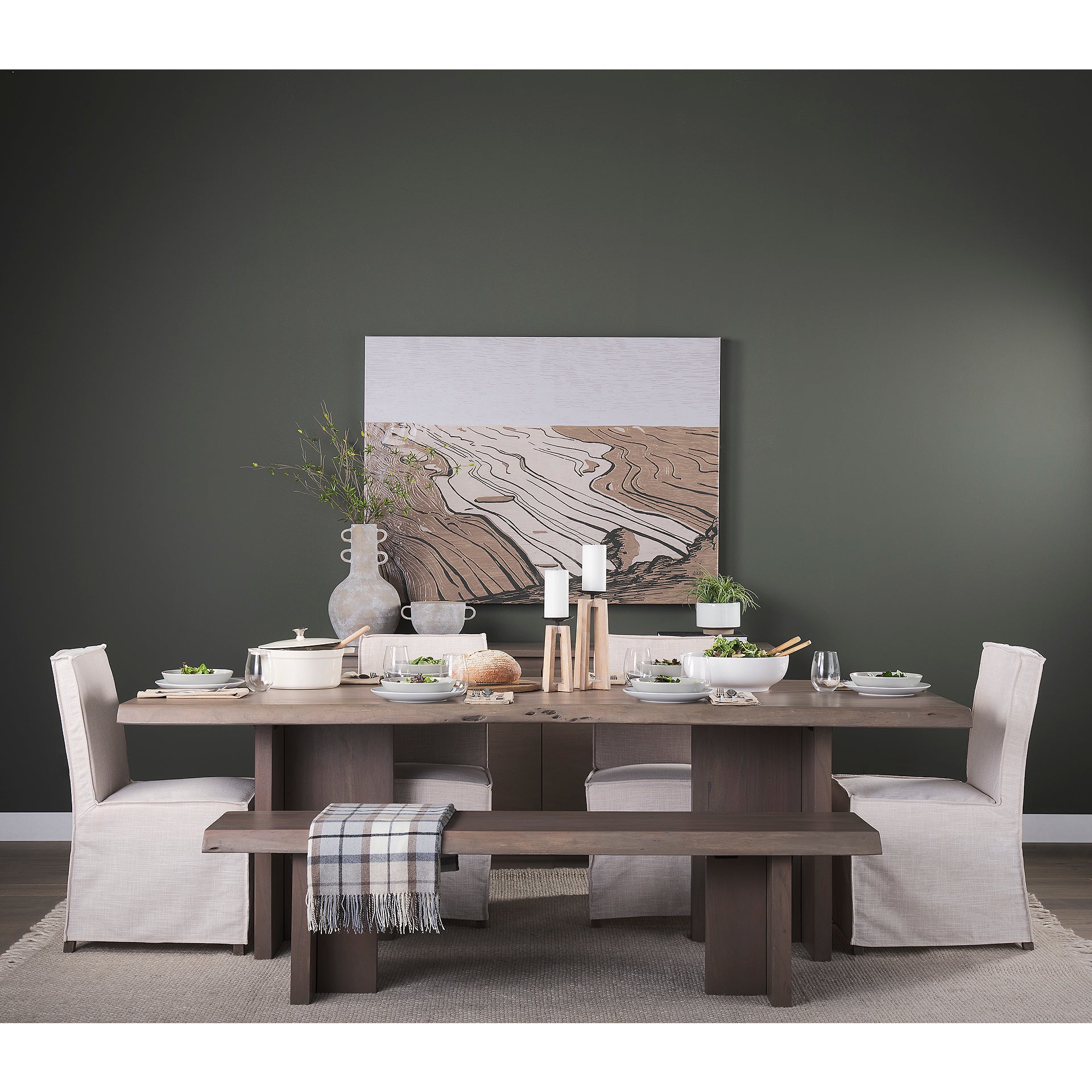 Konstantin 94.0 x 40.0 x 30.0 Medium Brown Wood W/ Live Edge Rectangular Dining Table - Central Designs