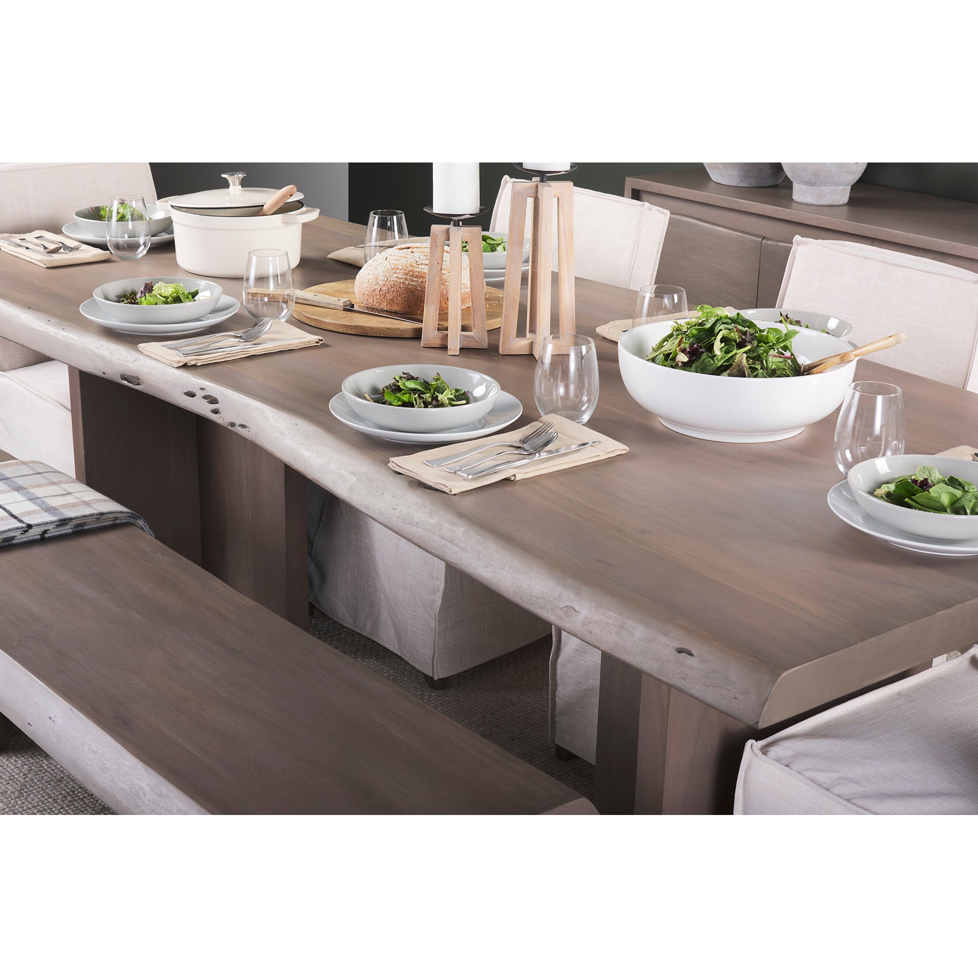 Konstantin 94.0 x 40.0 x 30.0 Medium Brown Wood W/ Live Edge Rectangular Dining Table - Central Designs