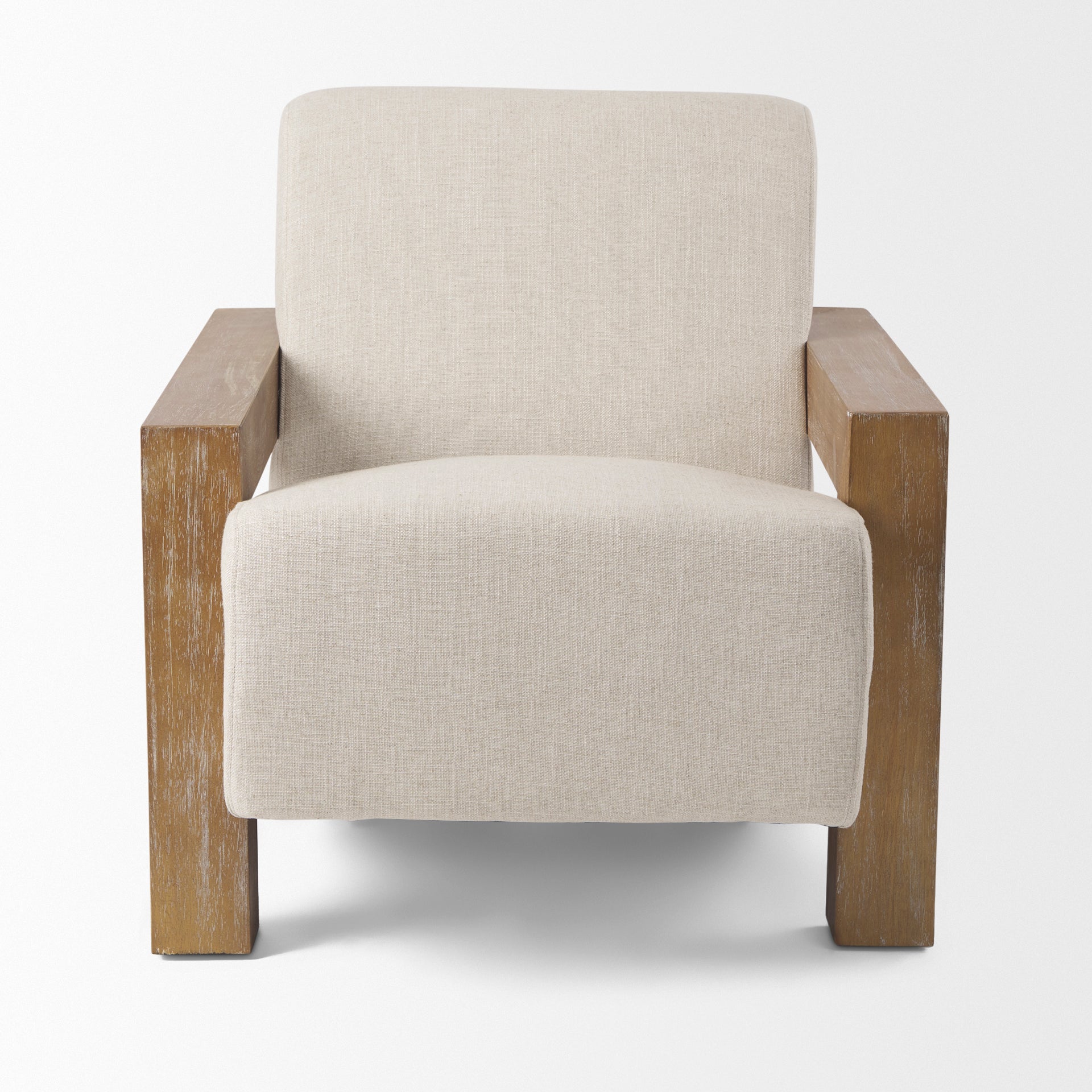 Sovereign Beige Fabric Seat and Wood Frame Accent Chair