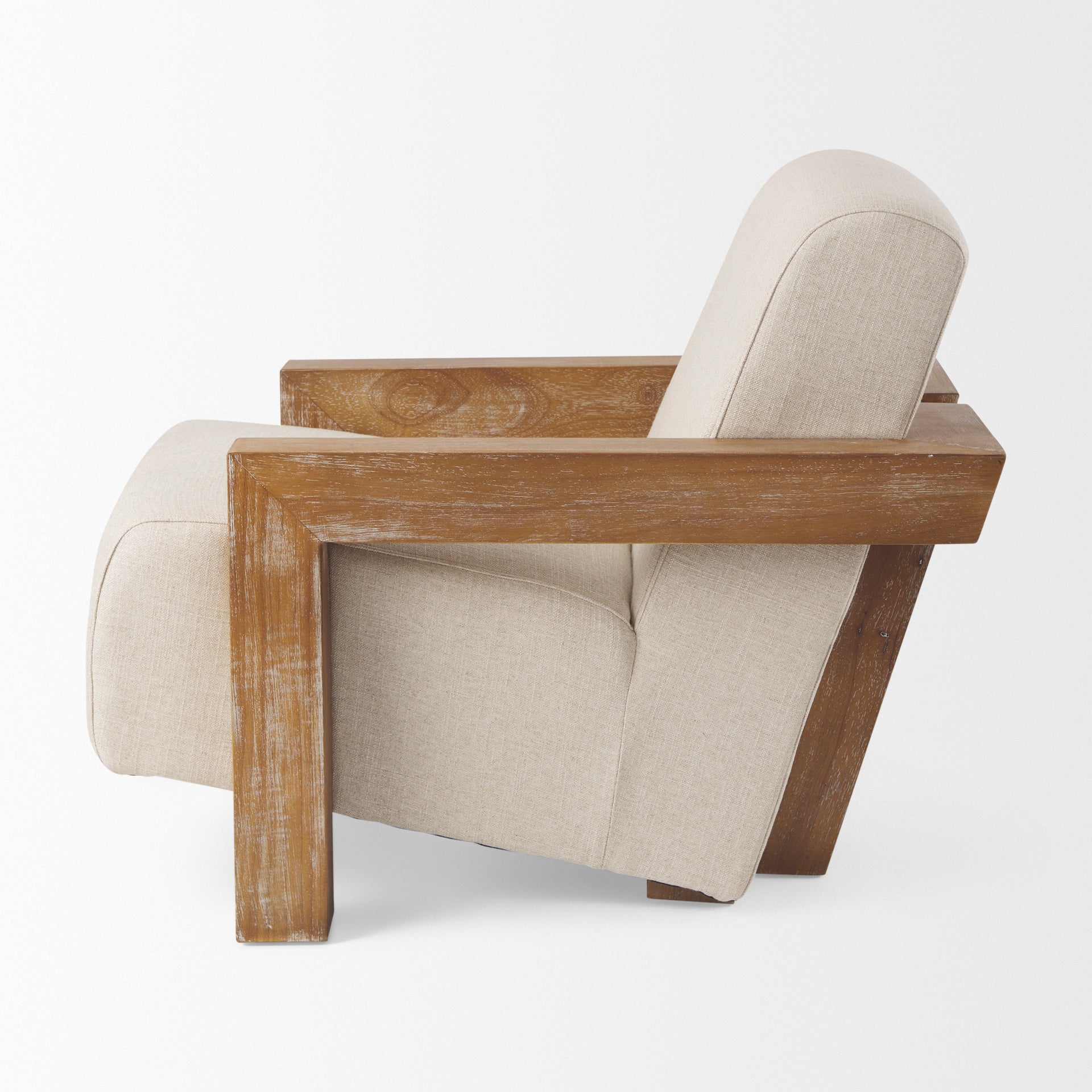 Sovereign Beige Fabric Seat and Wood Frame Accent Chair