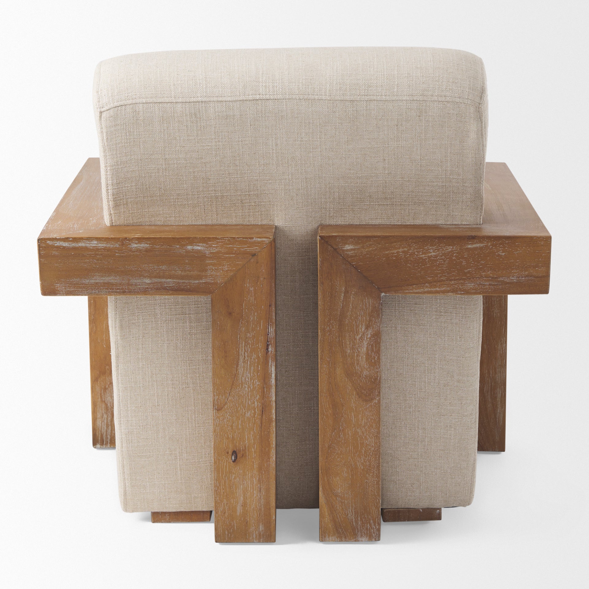 Sovereign Beige Fabric Seat and Wood Frame Accent Chair