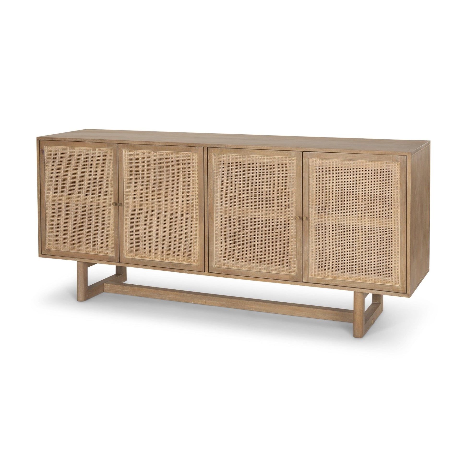 Grier 72.0L x 18.75W x 31.5H Light Brown Solid Wood W/Cane Sideboard - Central Designs