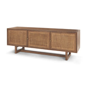 Grier 65.0L x 18.75W x 23.0H Medium Brown Solid Wood W/Cane Media Console - Central Designs