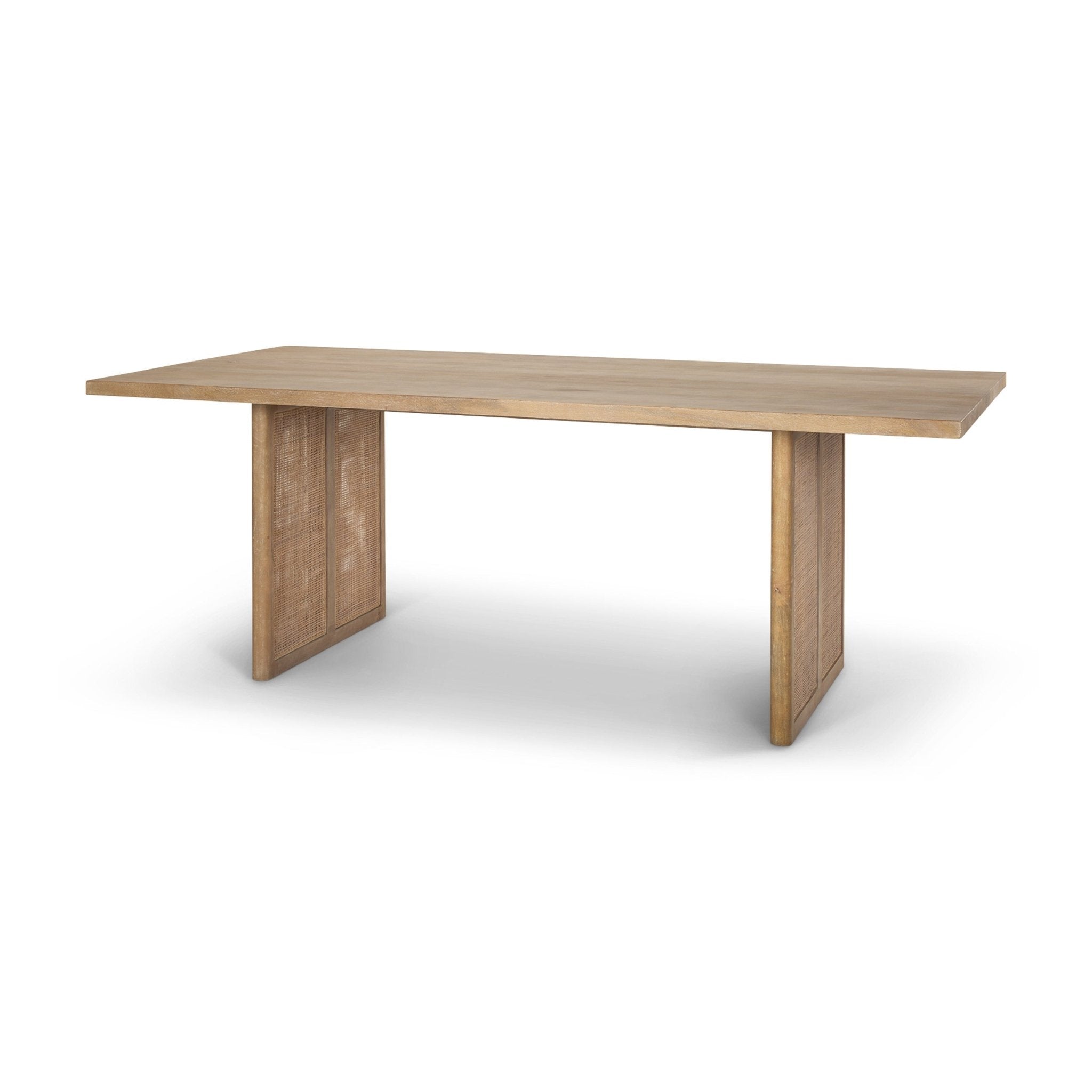 Grier 84" Light Brown Wood w/ Cane Dining Table - Central Designs