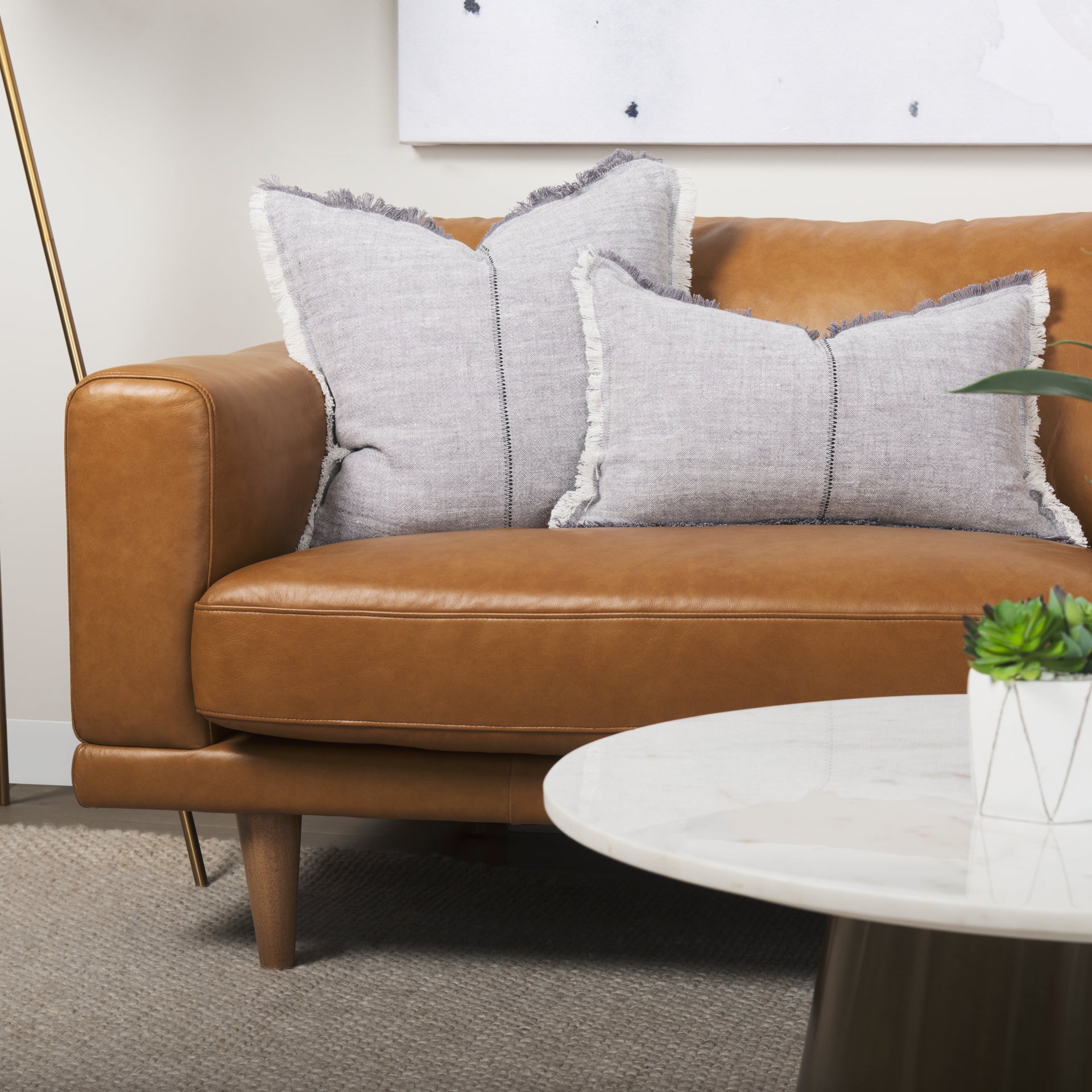 Thais 13L x 21W Gray Fabric Fringed Decorative Pillow Cover - Central Designs