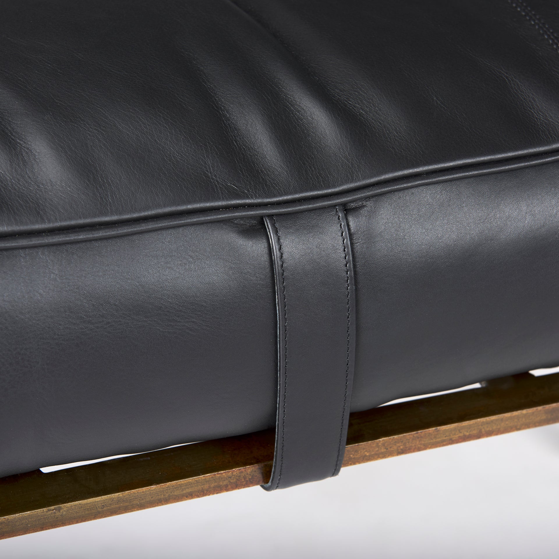 Jessie 55L x 16W Black Leather Seat W/Gold Metal Base Accent Bench - Central Designs
