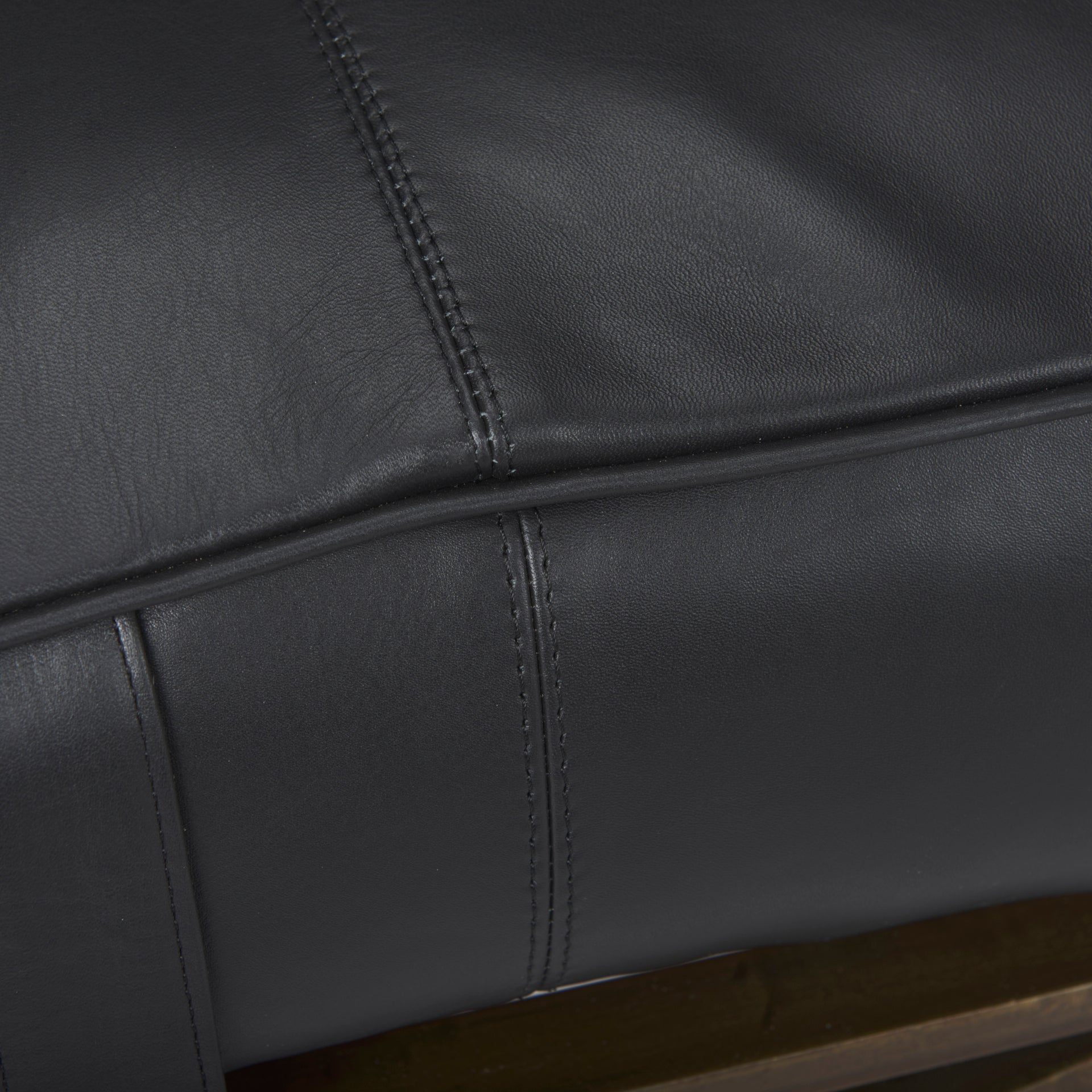 Jessie 55L x 16W Black Leather Seat W/Gold Metal Base Accent Bench - Central Designs