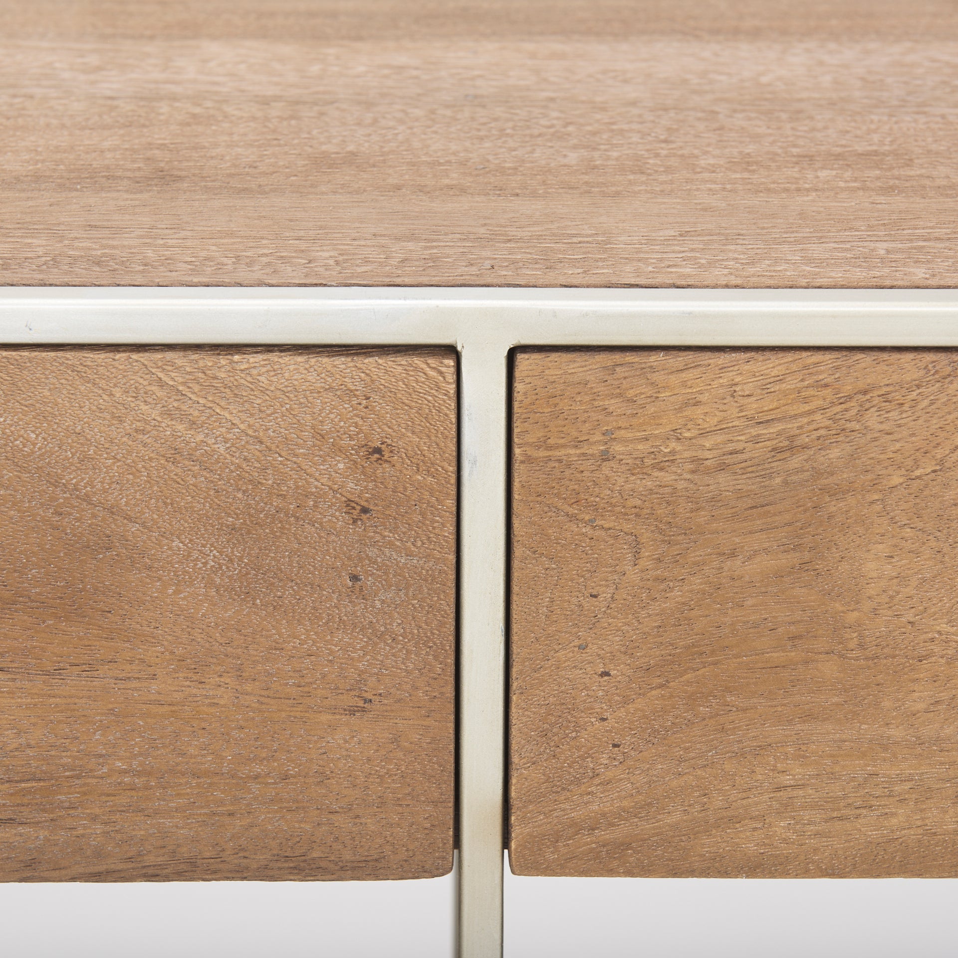 Morris I 63L x 15W x 31H Brown Wood w/ Silver Metal Frame 2 Drawer Console Table - Central Designs