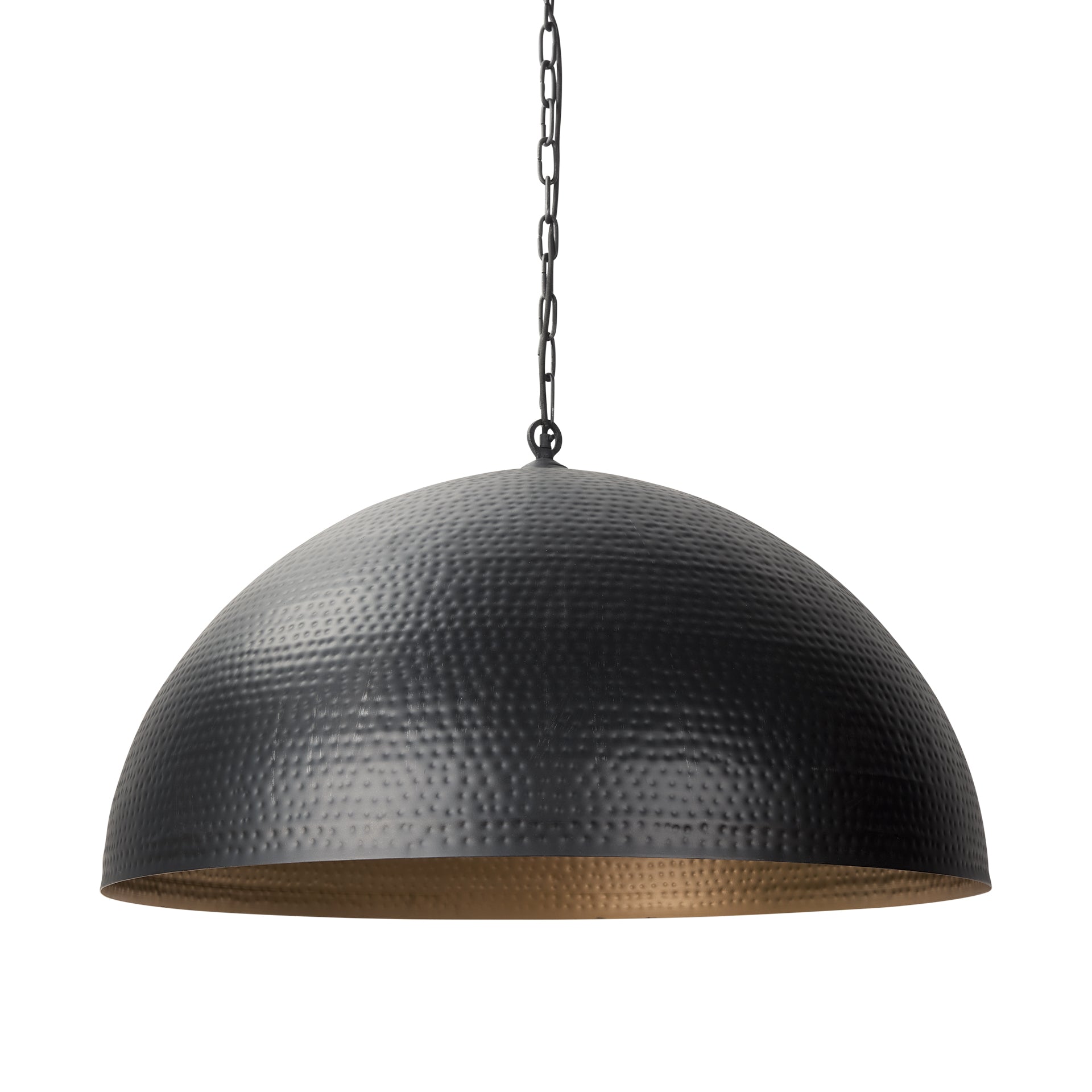 Karina 36" Round Matte Black Hammered Metal Dome Pendant Light - Central Designs
