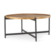 Marquisa Medium Brown Wood W/Black Metal Large Coffee Table - Central Designs