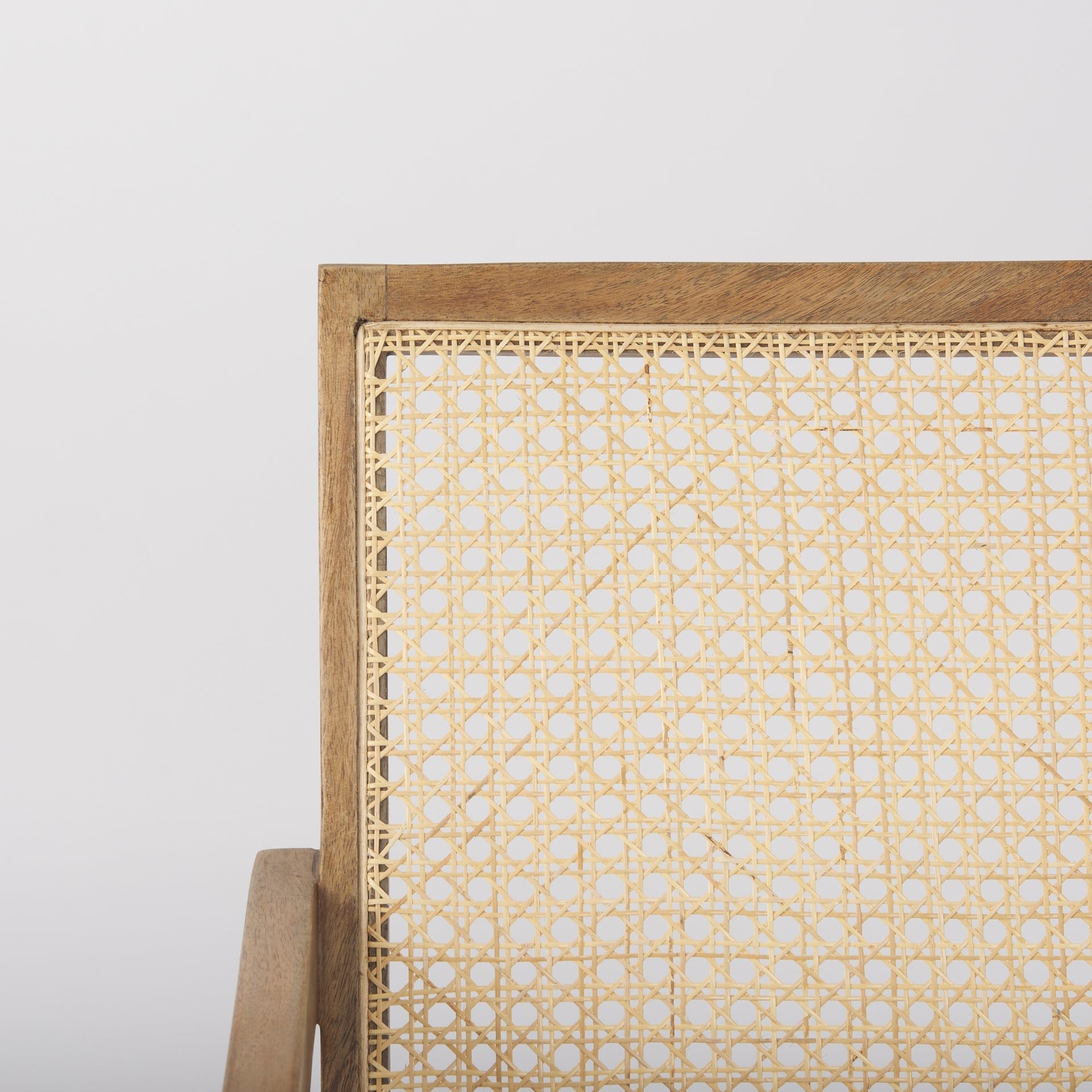 Donna Light Brown Wood Cane - Back w/ Beige Upholstered Seat Accent Chair - Central Designs