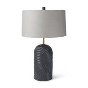 Quinn 18.0L x 18.0W x 28.8H Navy Base W/Beige Fabric Shade Table Lamp - Central Designs