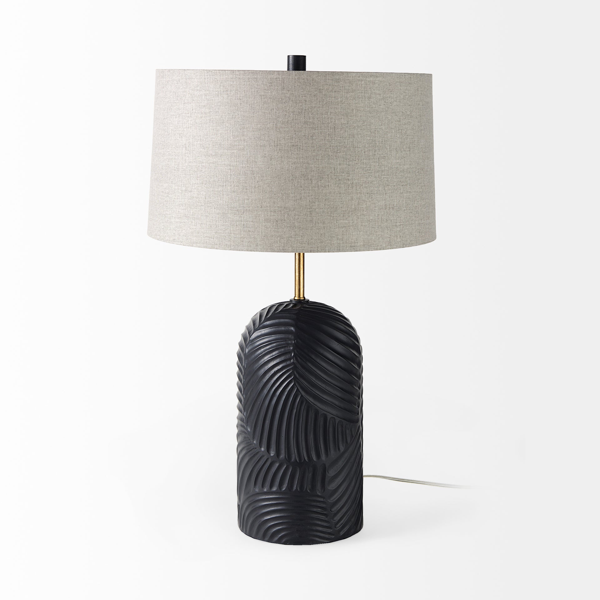 Quinn 18.0L x 18.0W x 28.8H Navy Base W/Beige Fabric Shade Table Lamp - Central Designs