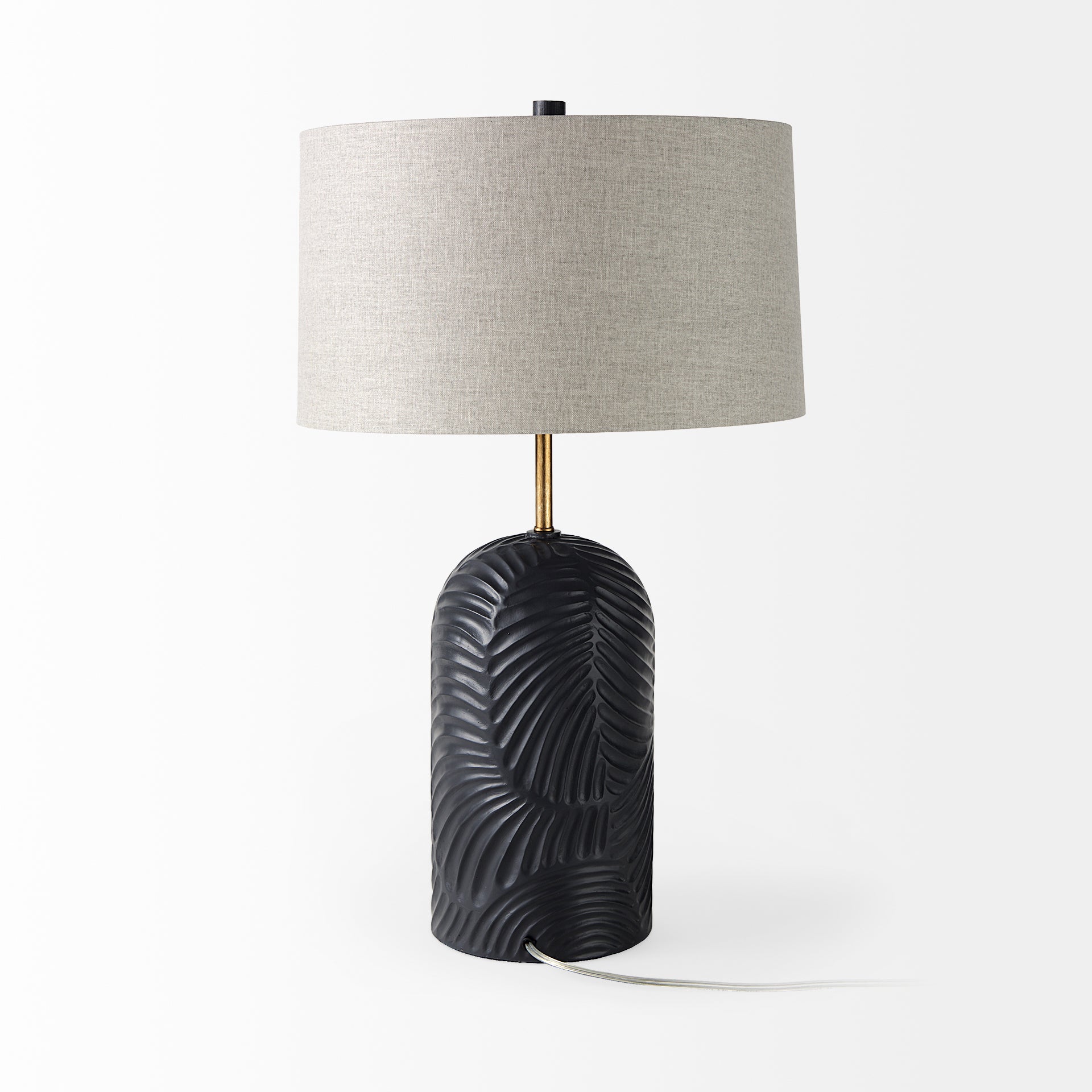Quinn 18.0L x 18.0W x 28.8H Navy Base W/Beige Fabric Shade Table Lamp - Central Designs