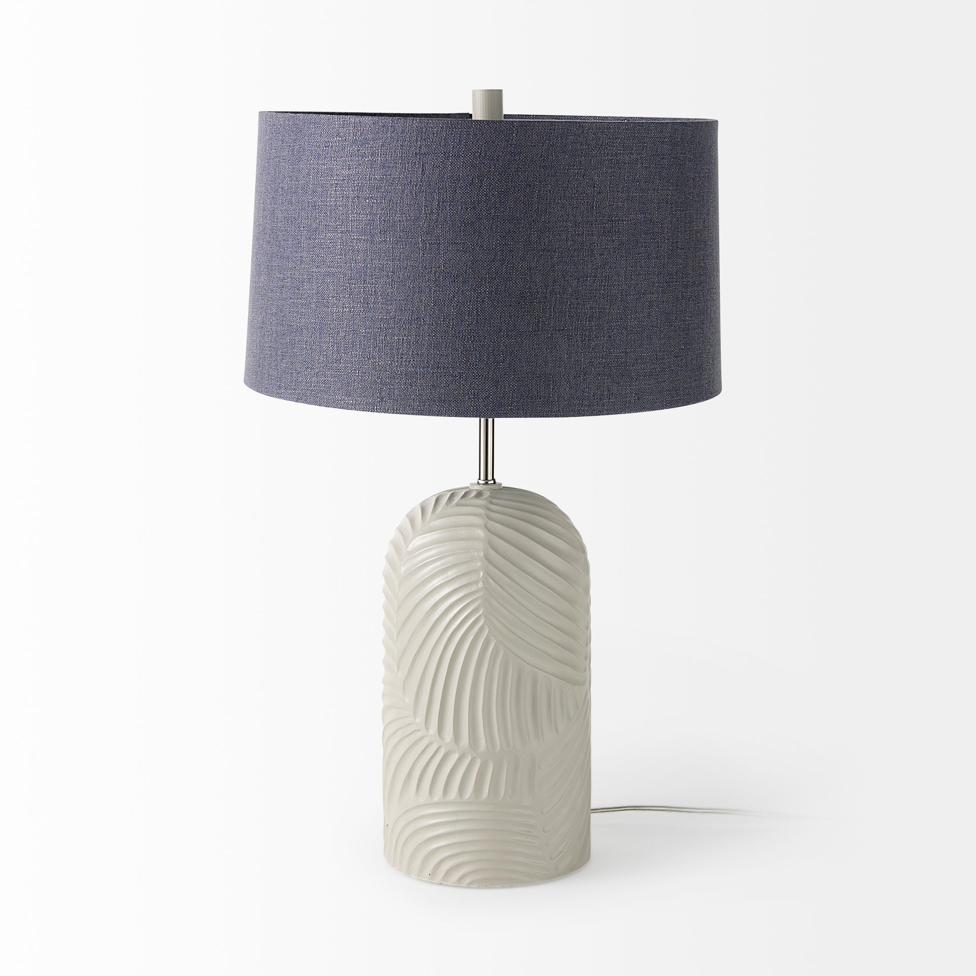 Quinn 19.0L x 19.0W x 24.6H Beige Base W/Navy Fabric Shade Table Lamp - Central Designs