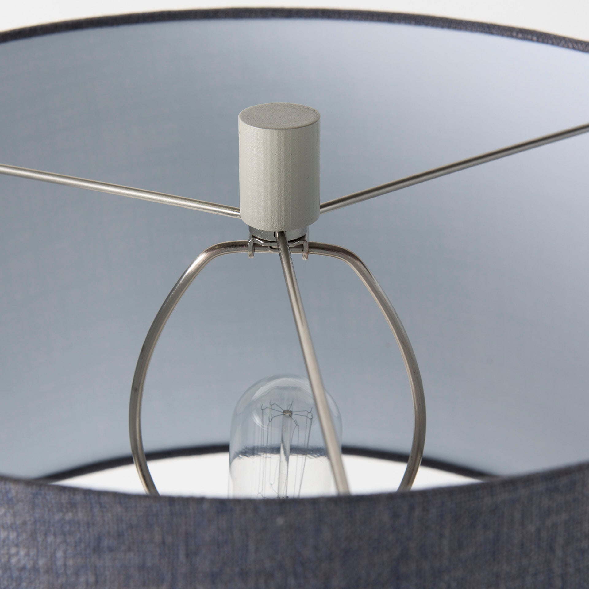 Quinn 19.0L x 19.0W x 24.6H Beige Base W/Navy Fabric Shade Table Lamp - Central Designs