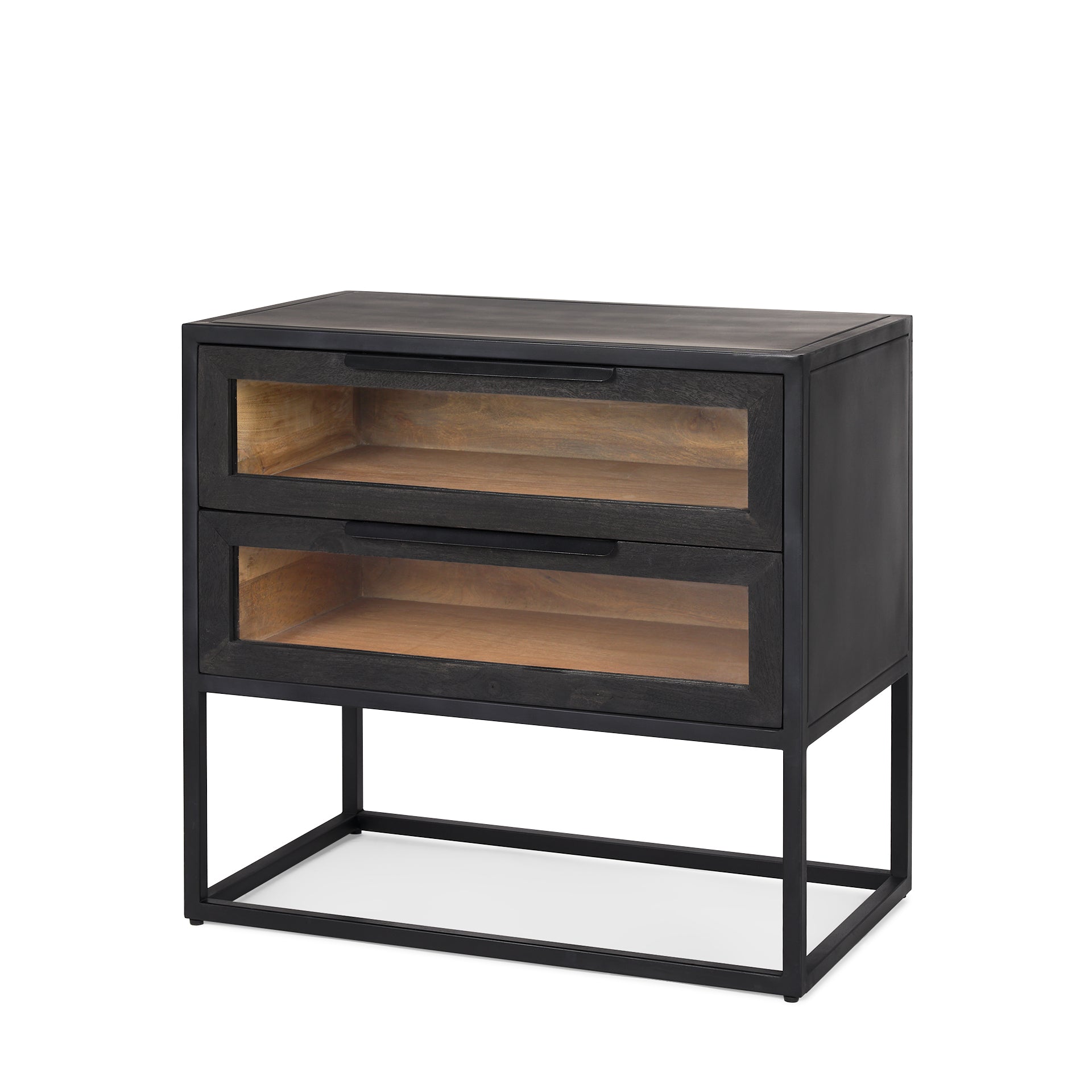Sloan Black Wood W/Black Metal Frame Side Table - Central Designs